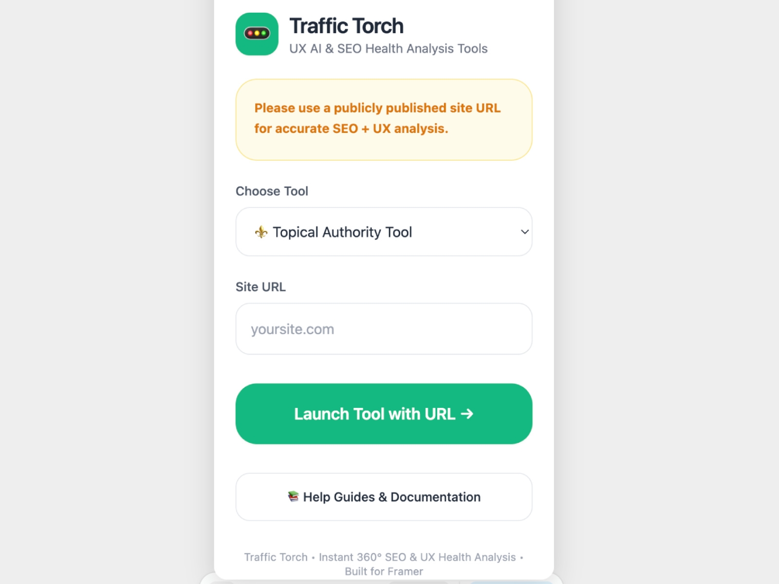 Screenshot 3 for Traffic Torch, a Framer Marketplace plugin by Ylia Callan.