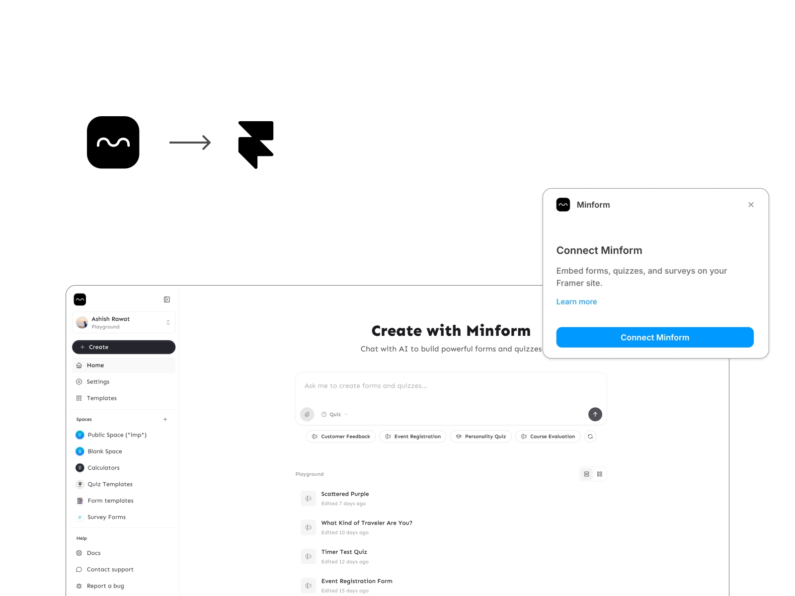 Thumbnail 1 for Minform, a Framer Marketplace template by Ashish Rawat.