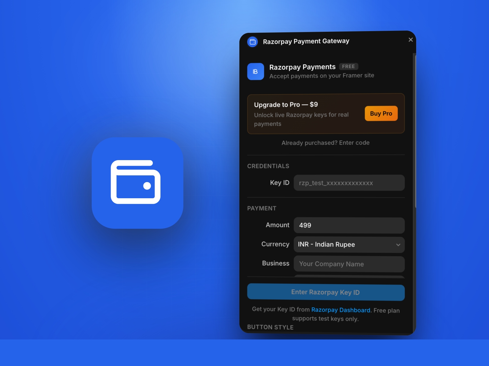 Thumbnail 1 for Razorpay Payment Gateway, a Framer Marketplace template by Khushal Dewra (KDX Studios).