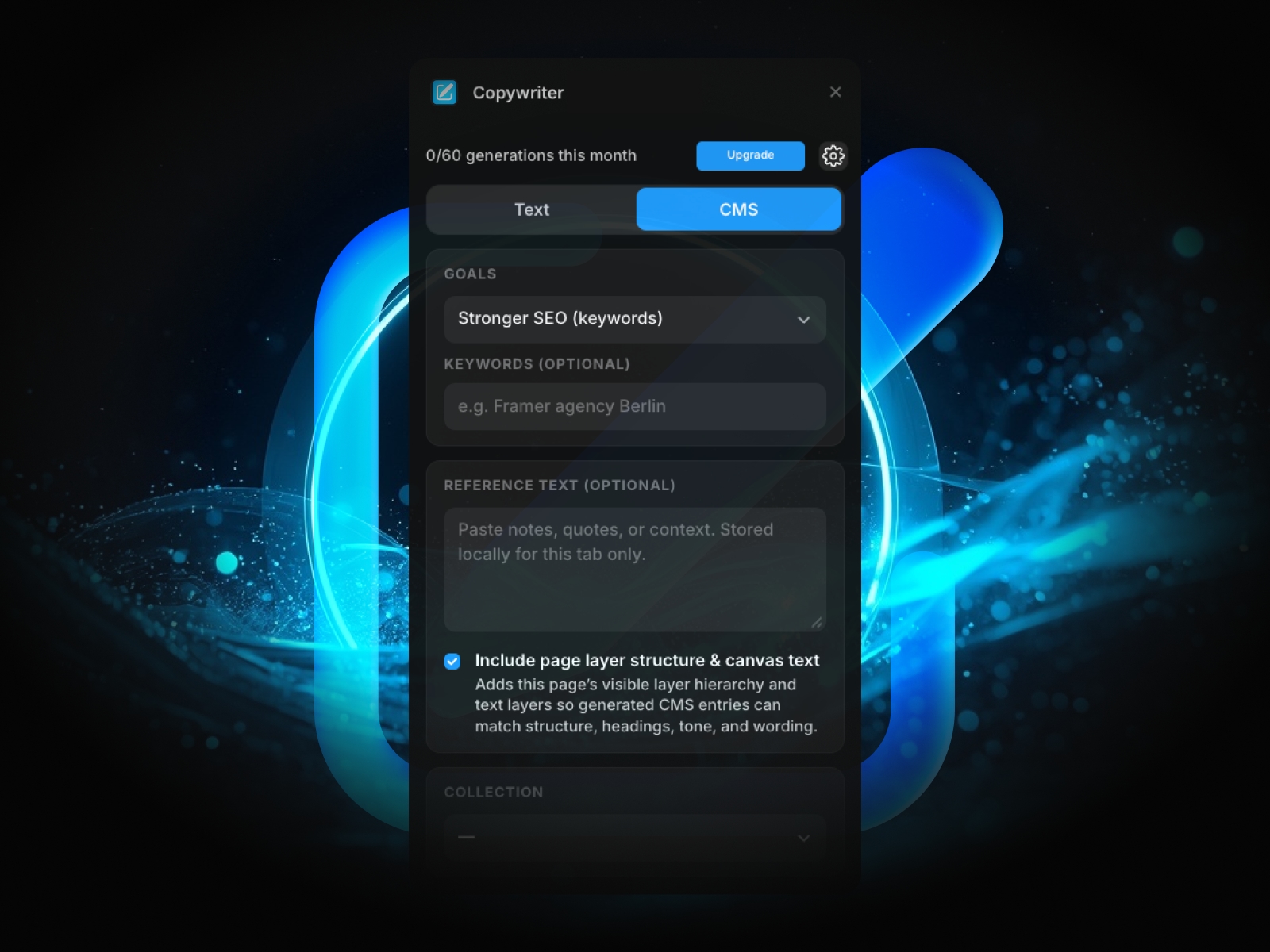 Thumbnail 1 for Text Copywriter, a Framer Marketplace template by Chris Lacorte.