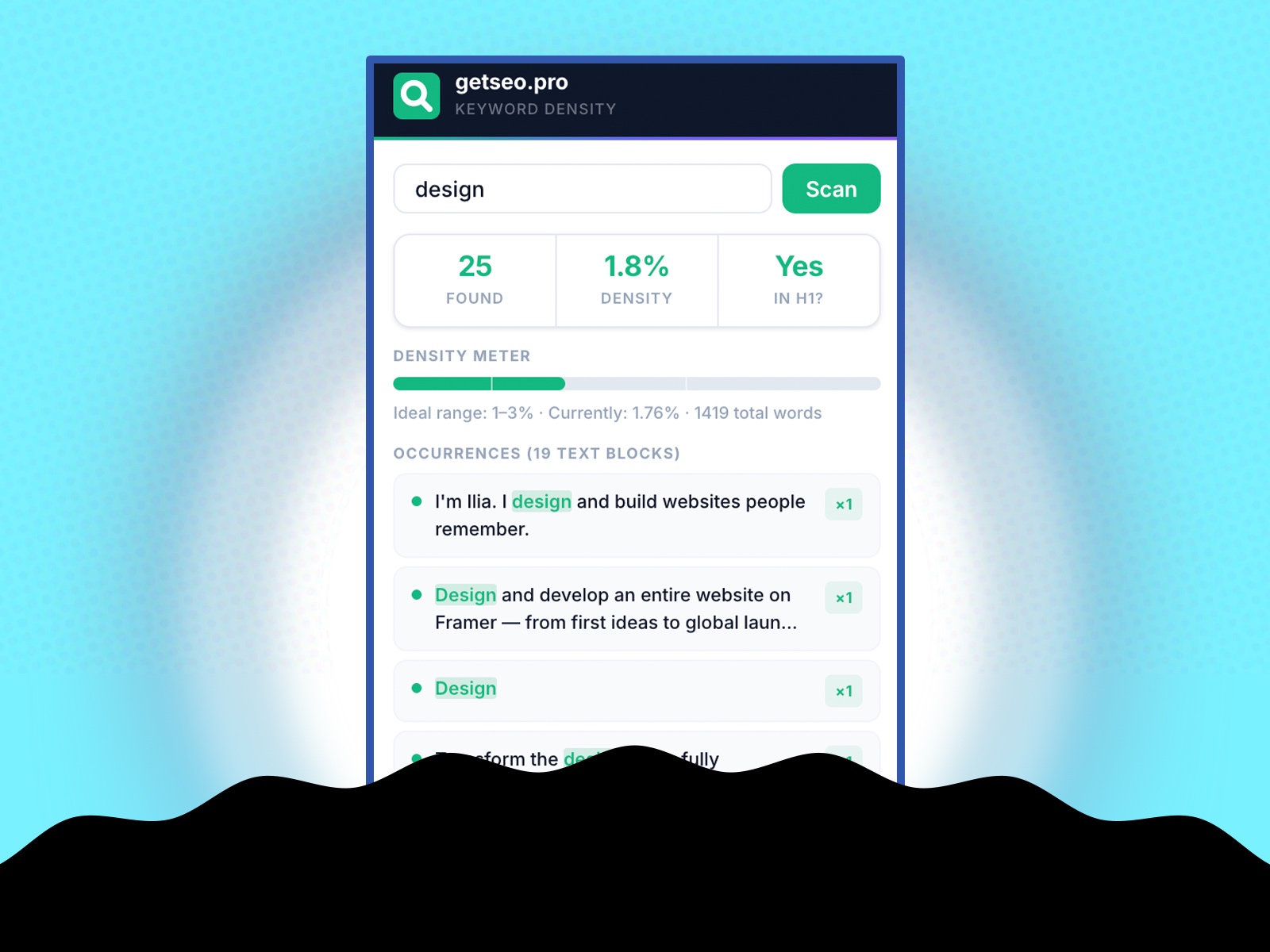 Thumbnail 2 for Keyword Density Analyzer by getseo.pro, a Framer Marketplace template by getseo.pro _.