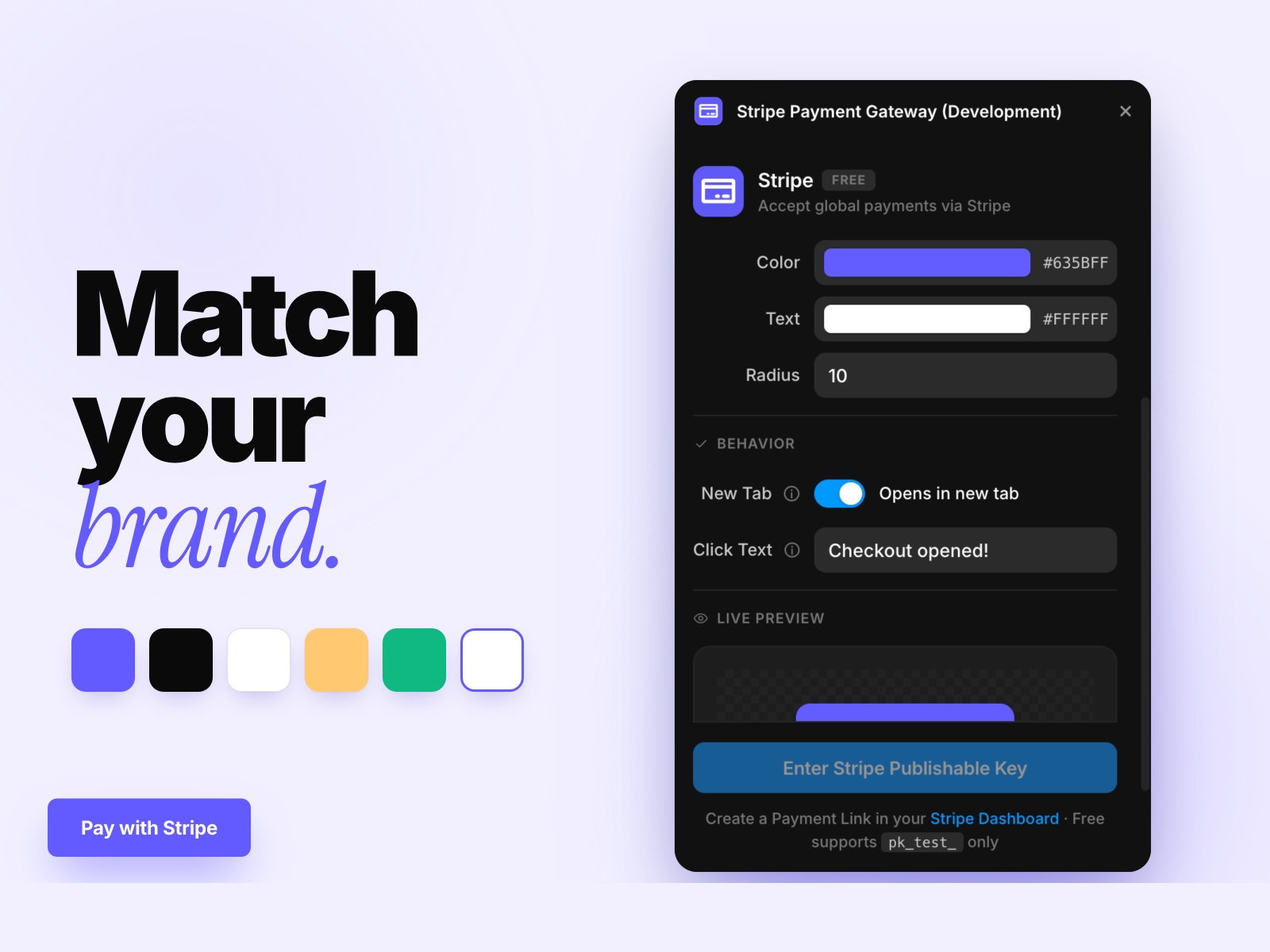 Screenshot 3 for Stripe Payment Gateway, a Framer Marketplace plugin by Khushal Dewra (KDX Studios).