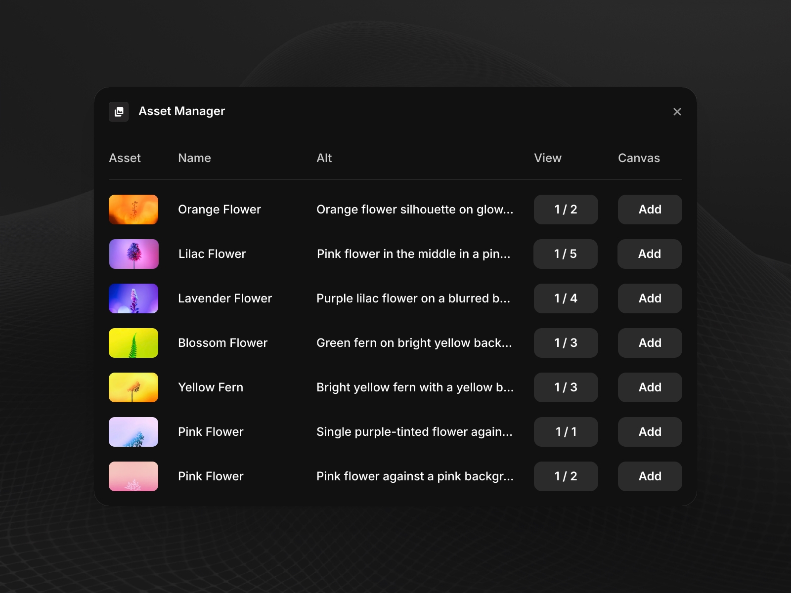 Thumbnail 1 for Asset Manager, a Framer Marketplace template by Sakibul Islam.