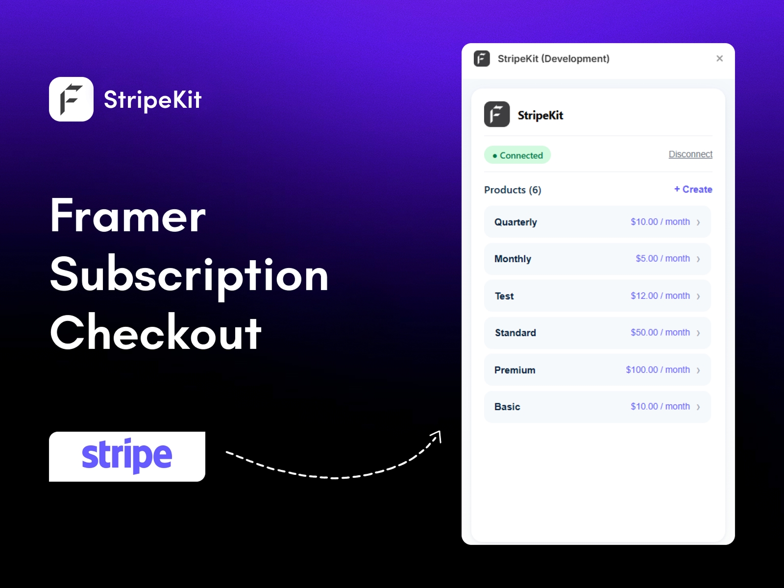 Thumbnail 1 for StripeKit, a Framer Marketplace plugin by FeCommerce.