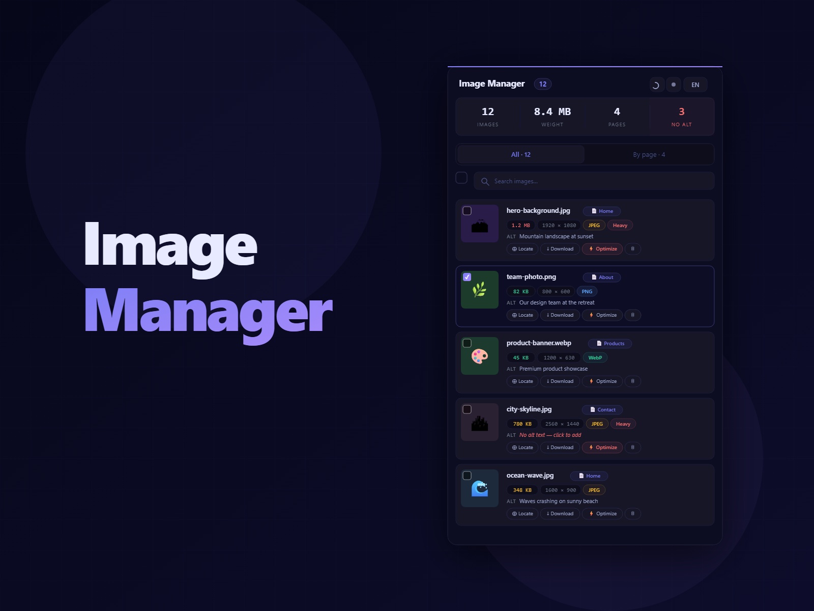 Thumbnail 1 for Image Manager, a Framer Marketplace template by La Compagnie du Web.