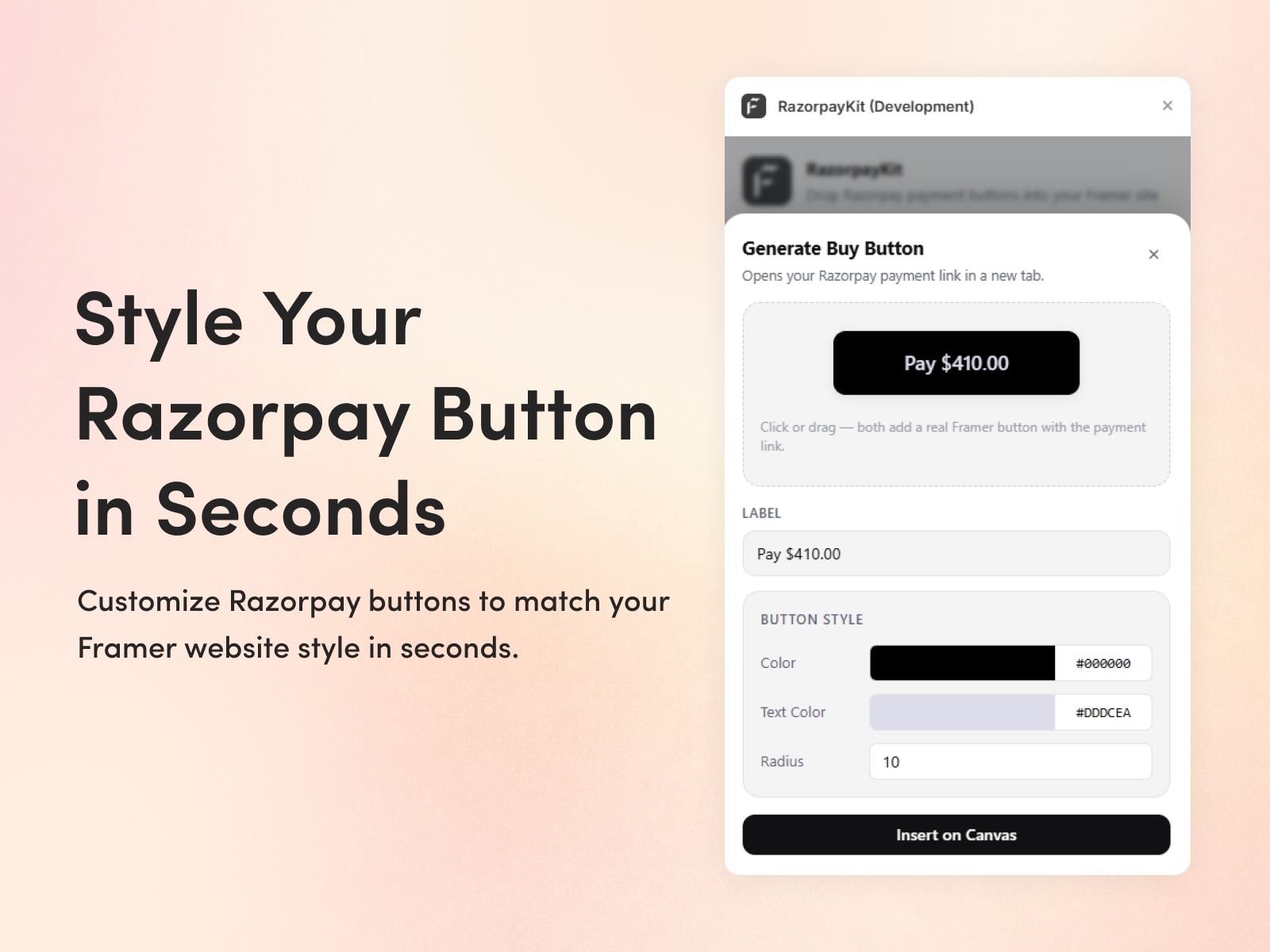 Screenshot 3 for RazorpayKit, a Framer Marketplace plugin by FeCommerce.