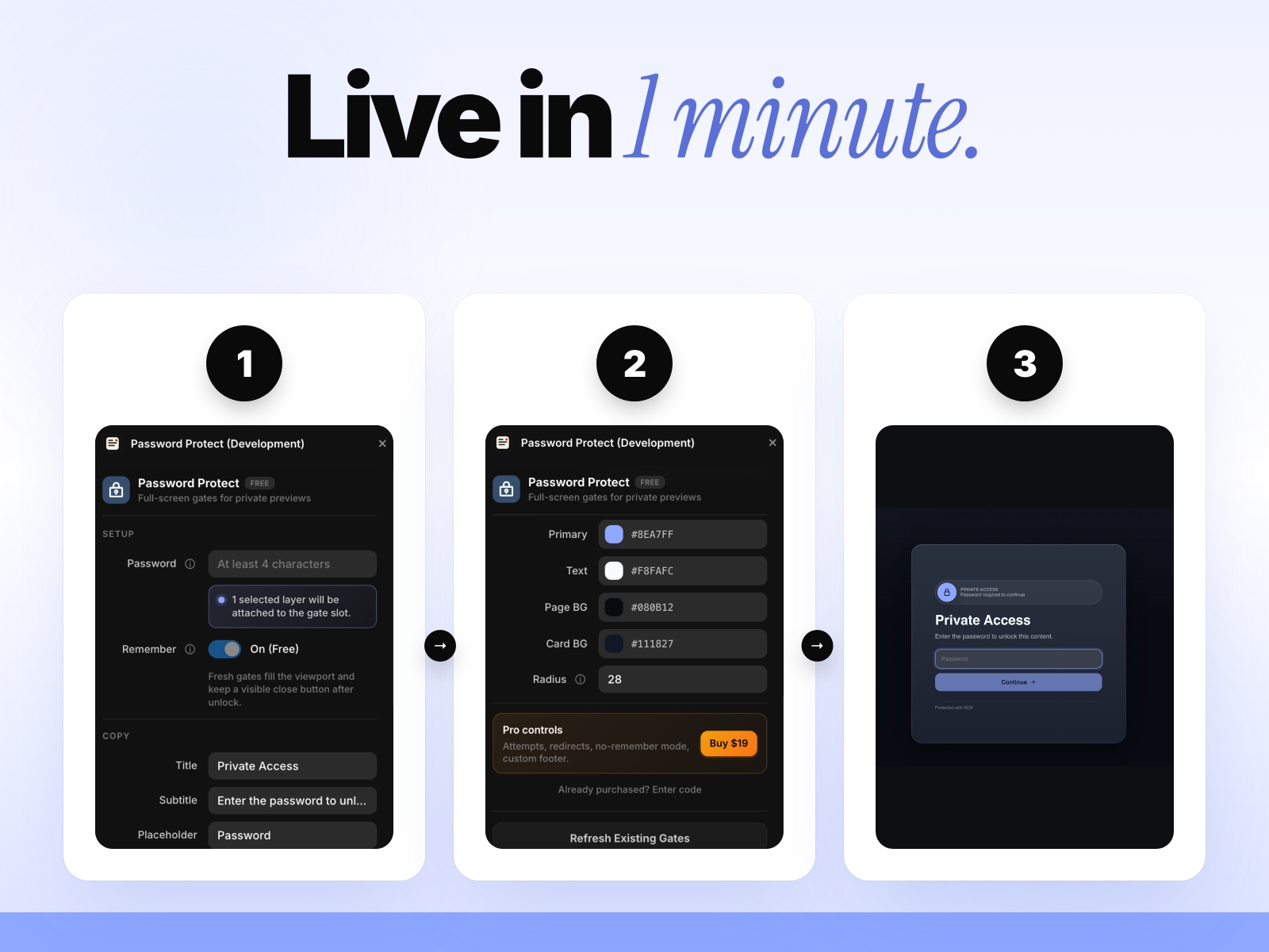 Thumbnail 2 for Password Gate, a Framer Marketplace template by Khushal Dewra (KDX Studios).