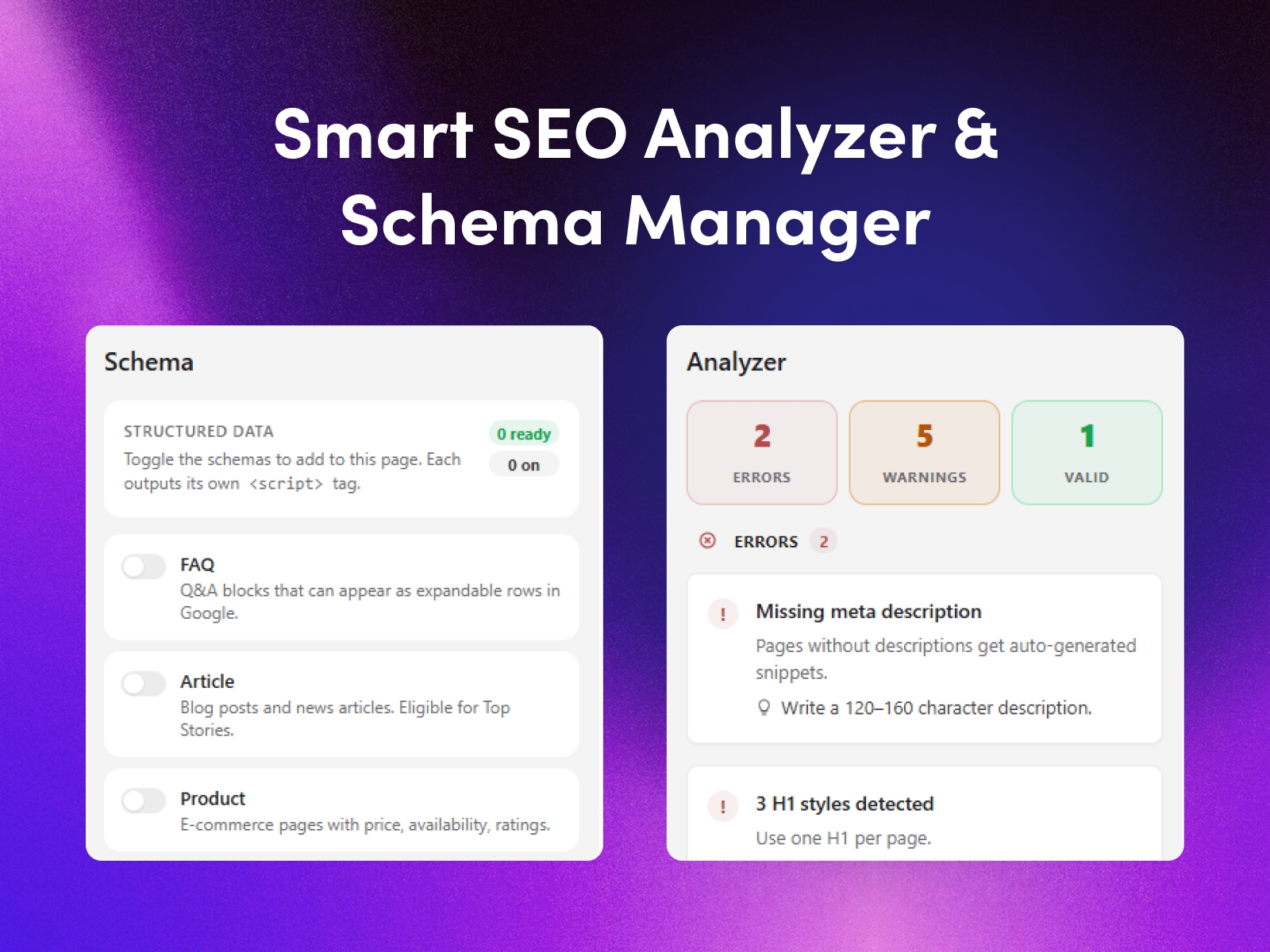 Screenshot 3 for SEO Toolkit, a Framer Marketplace plugin by FeCommerce.