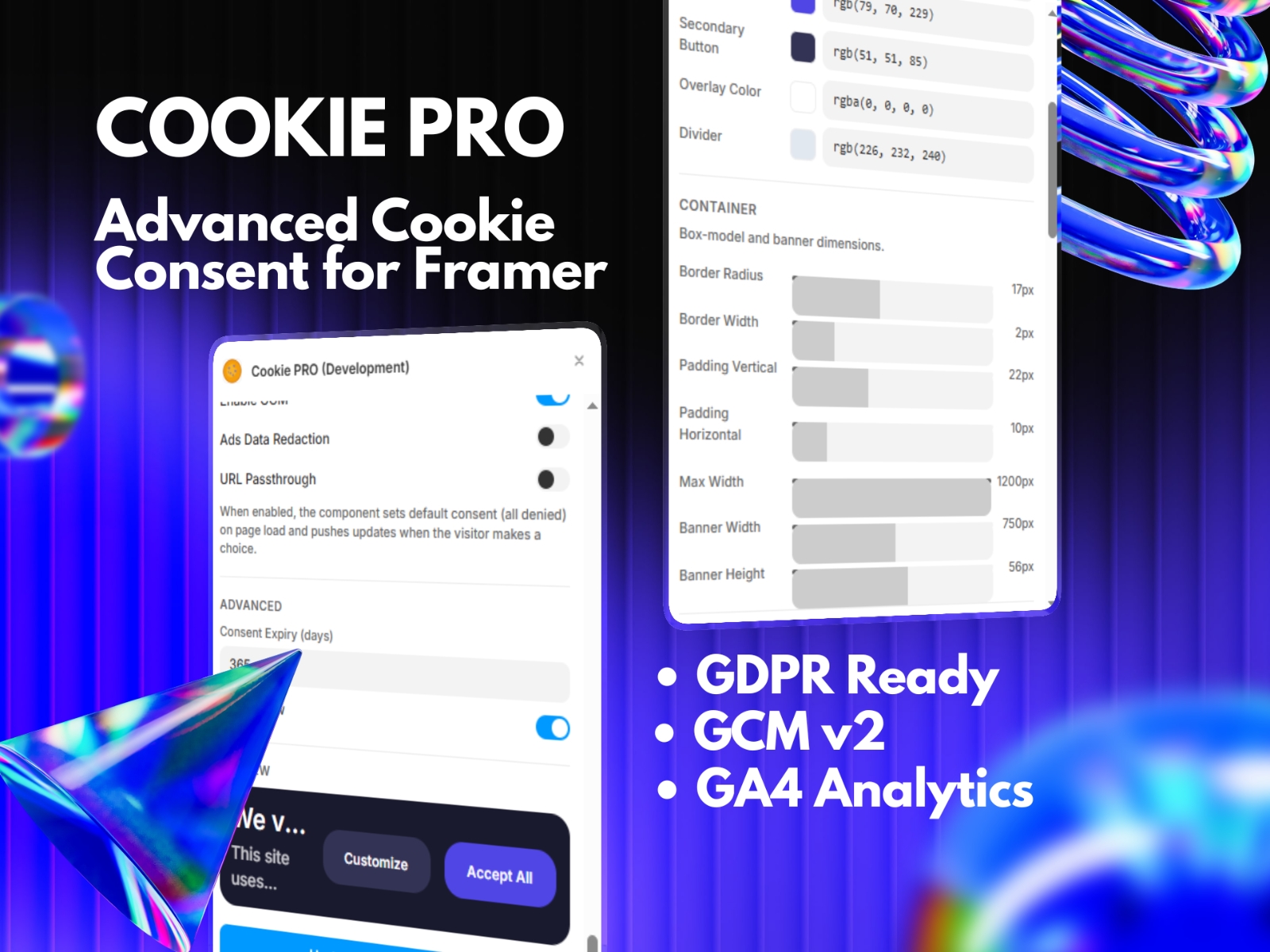 Screenshot 4 for Cookie PRO, a Framer Marketplace plugin by Framora Studio .
