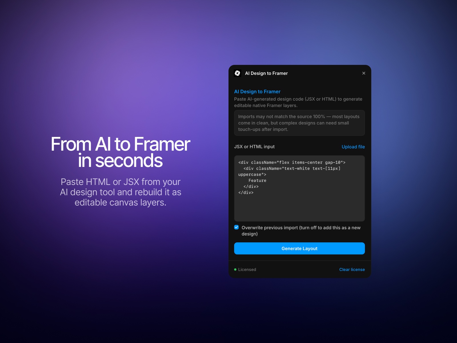 AI Design to Framer