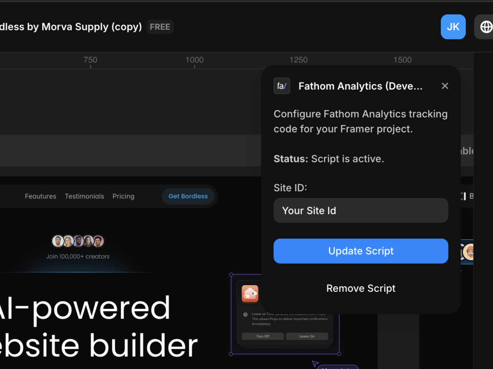 Thumbnail 2 for Fathom Analytics, a Framer Marketplace template by Jesse Klotz.