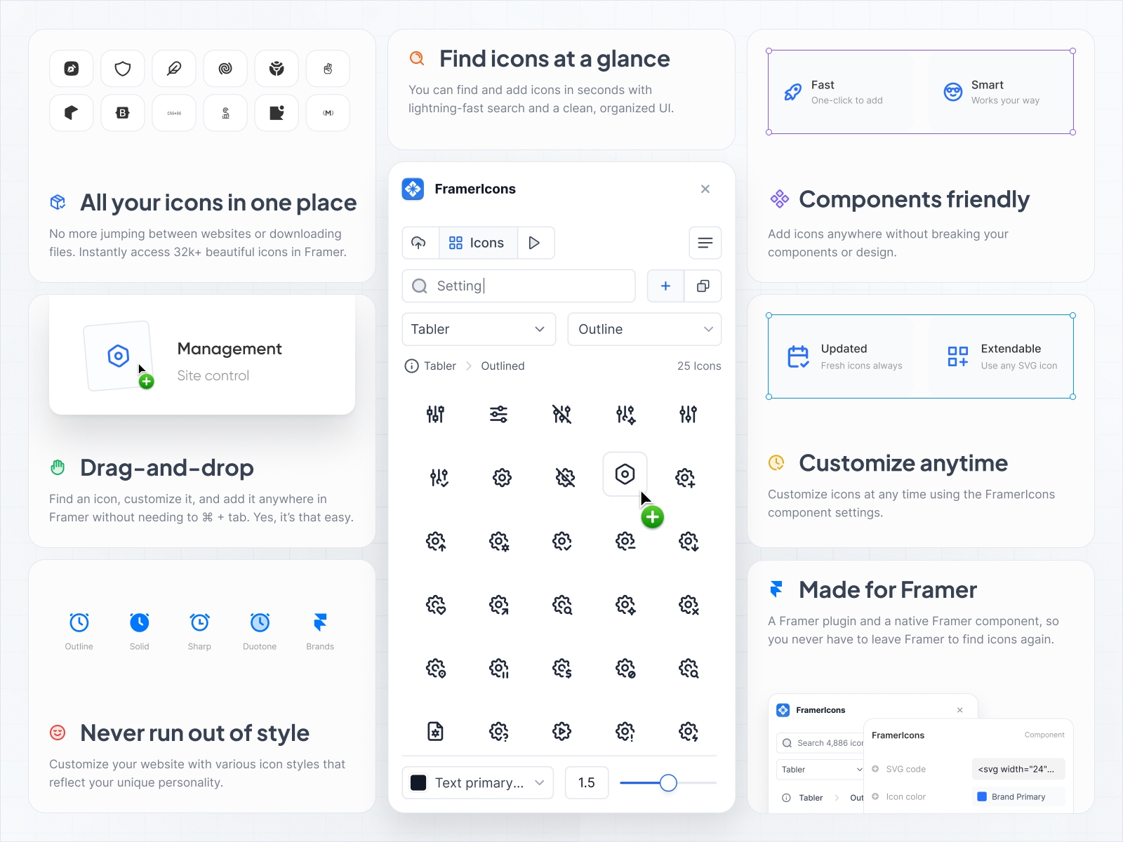 Screenshot 4 for FramerIcons, a Framer Marketplace plugin by FramerIcons.