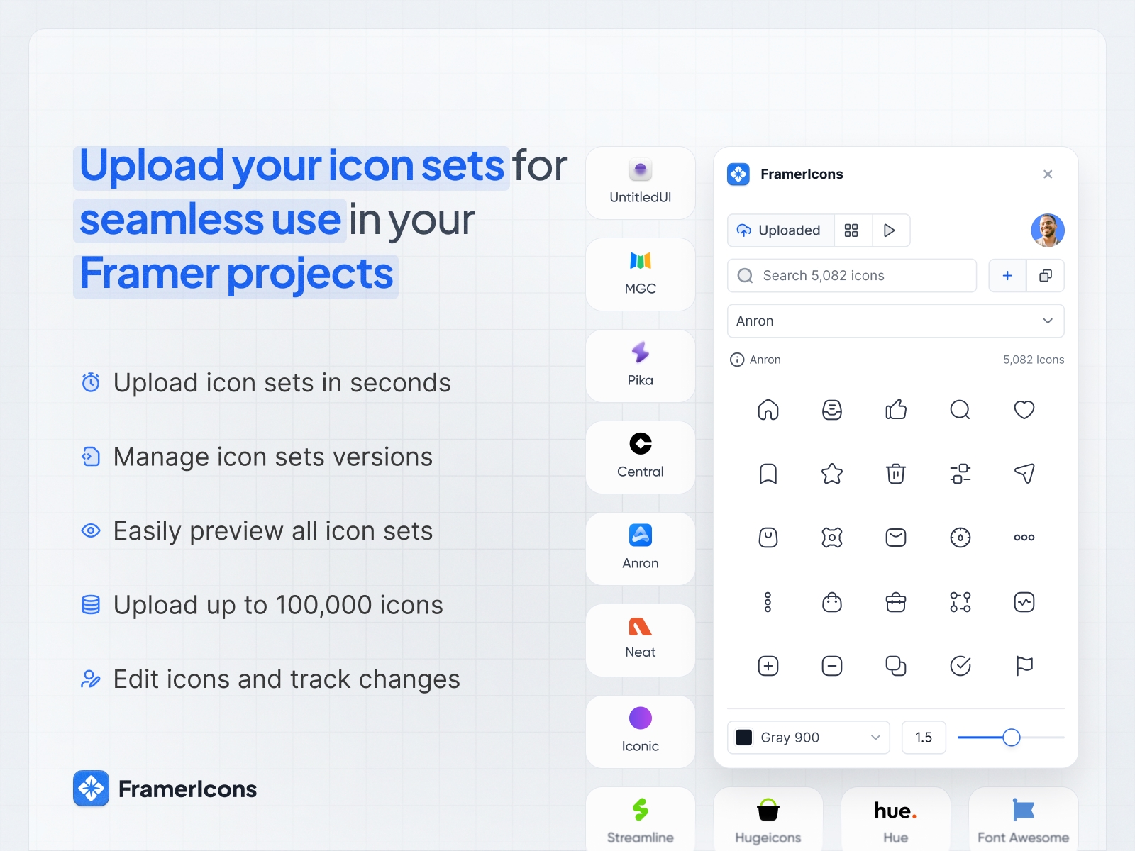 Screenshot 3 for FramerIcons, a Framer Marketplace plugin by FramerIcons.