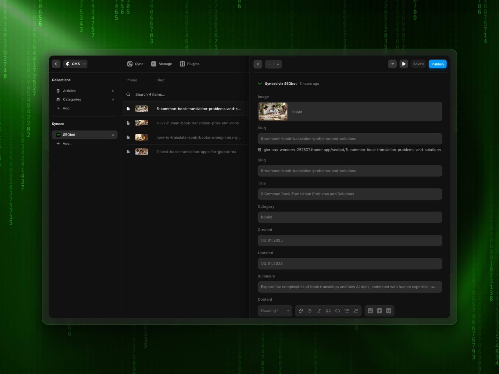 Screenshot 3 for SEObot, a Framer Marketplace plugin by SEObot AI.