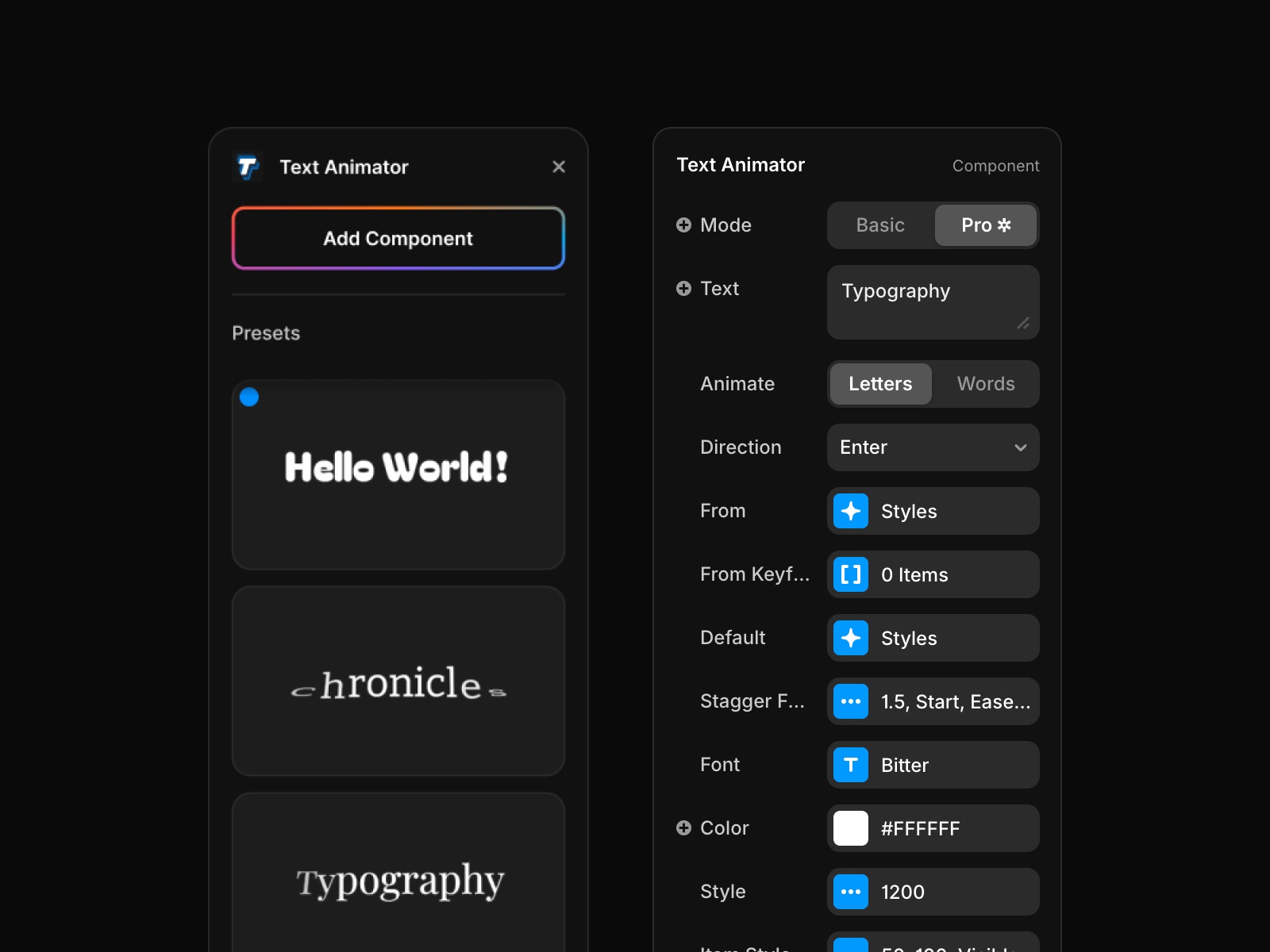 Thumbnail 2 for Text Animator, a Framer Marketplace template by Aframe Studio.