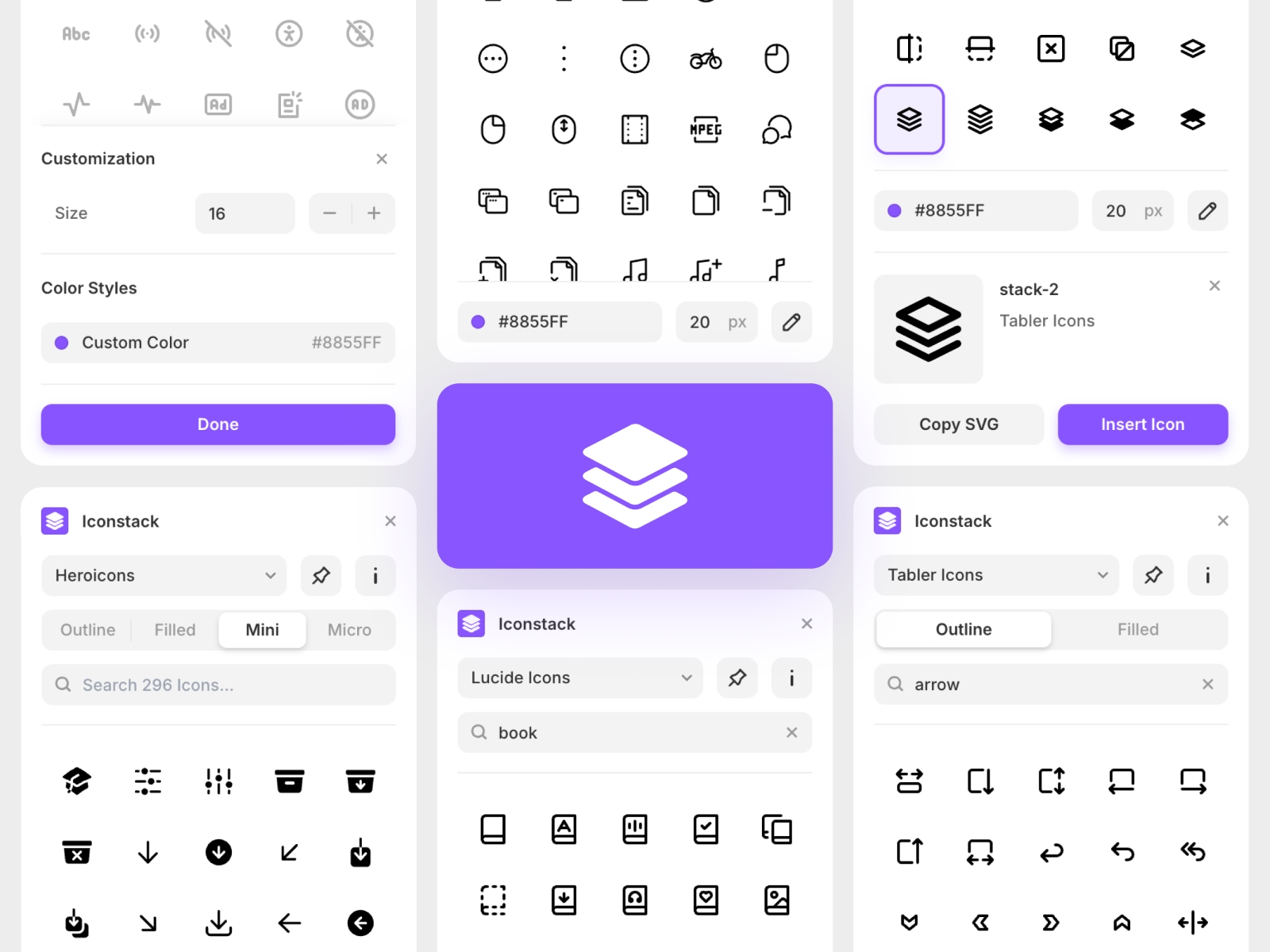 Thumbnail 1 for Iconstack, a Framer Marketplace plugin by Isaac Roberts.