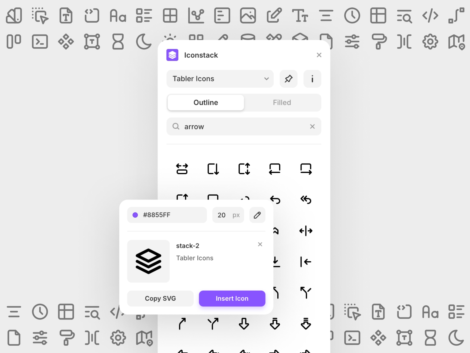 Thumbnail 2 for Iconstack, a Framer Marketplace plugin by Isaac Roberts.