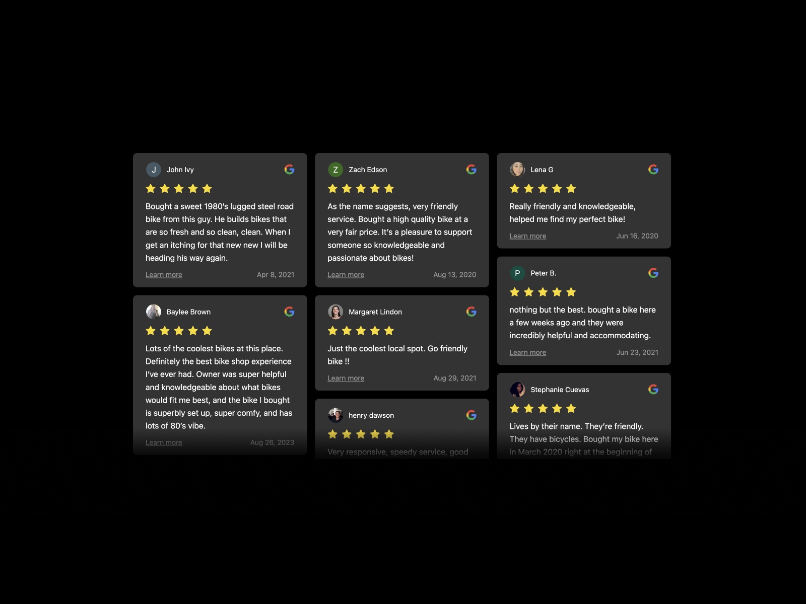 Thumbnail 2 for Google Reviews, a Framer Marketplace template by Kirill Tereshchenko.