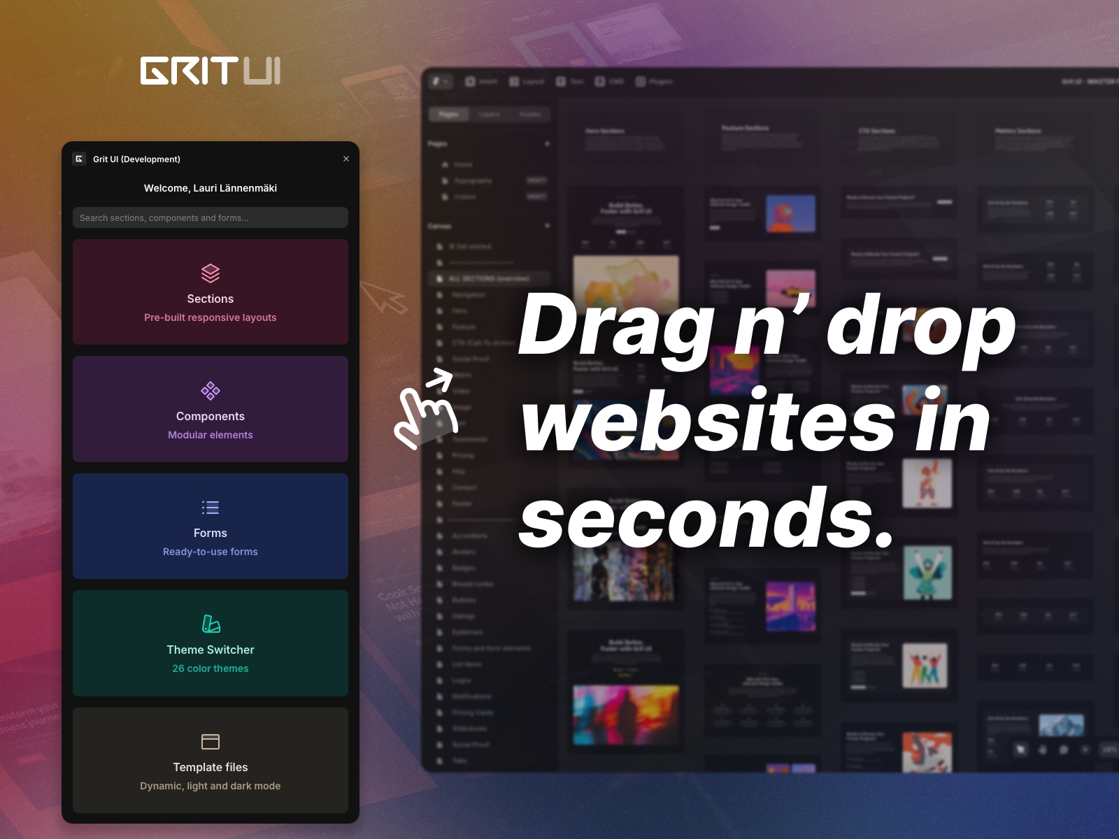 Thumbnail 1 for Grit UI, a Framer Marketplace plugin by Lauri Lännenmäki.