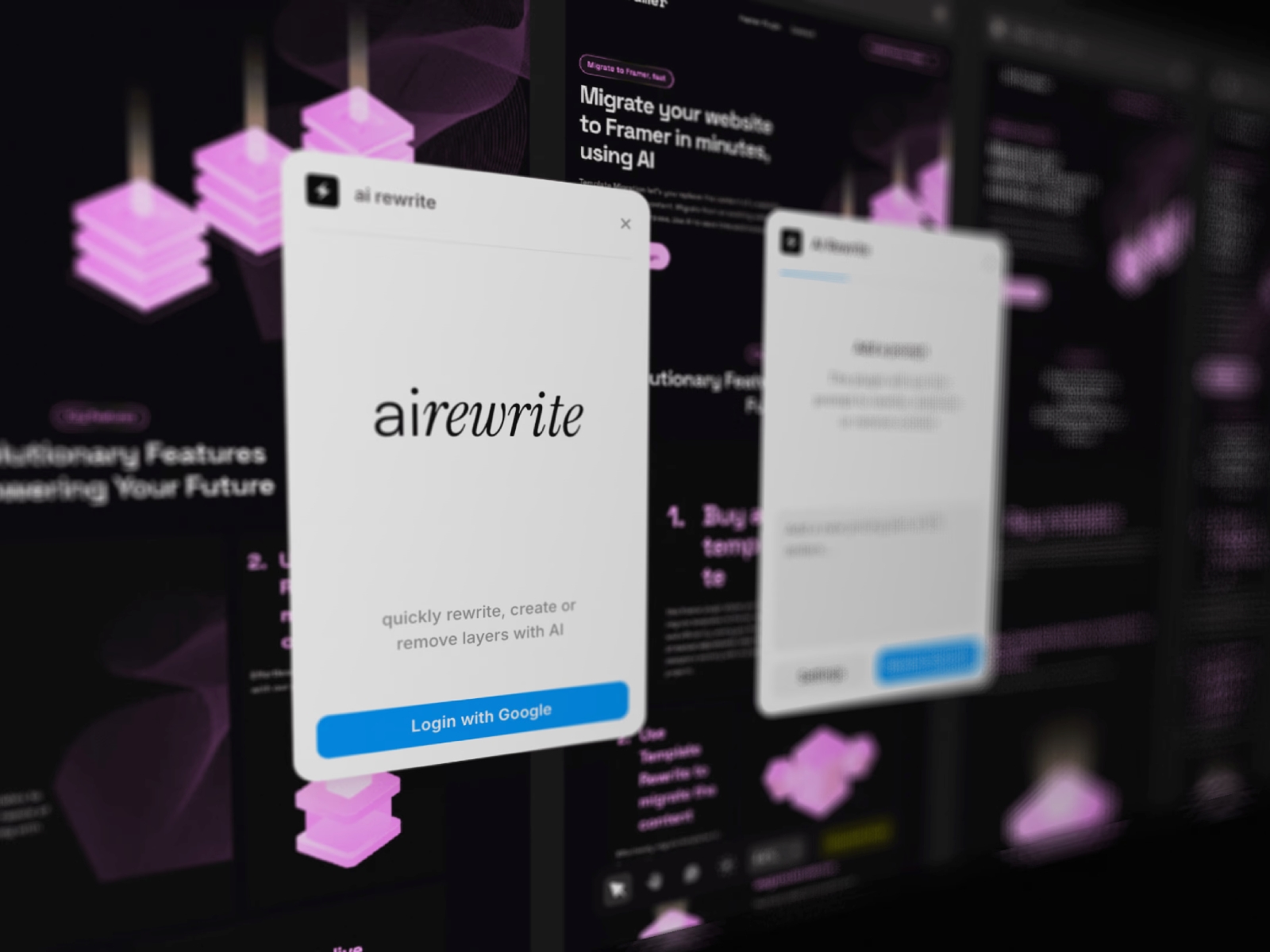 Thumbnail 1 for AI Rewrite, a Framer Marketplace template by Tommy D. Rossi.