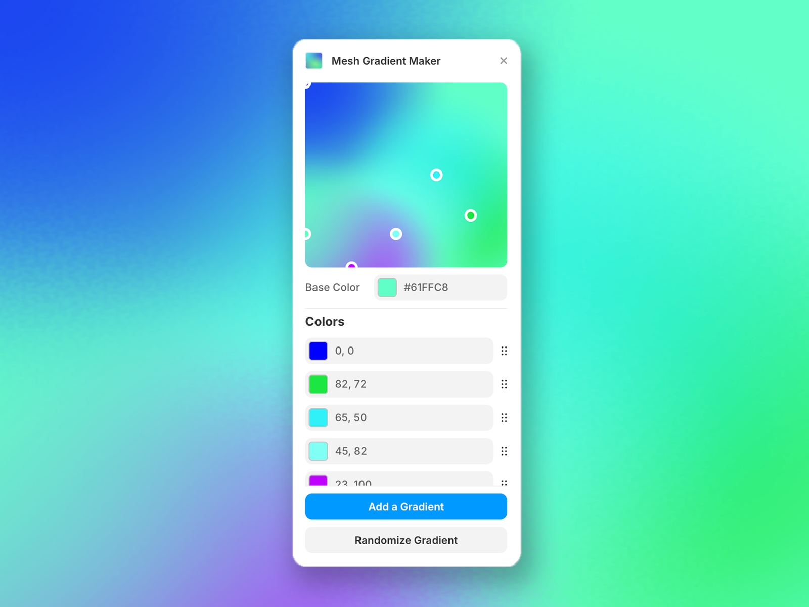 Thumbnail 1 for Mesh Gradient Maker, a Framer Marketplace template by Travis Swan.