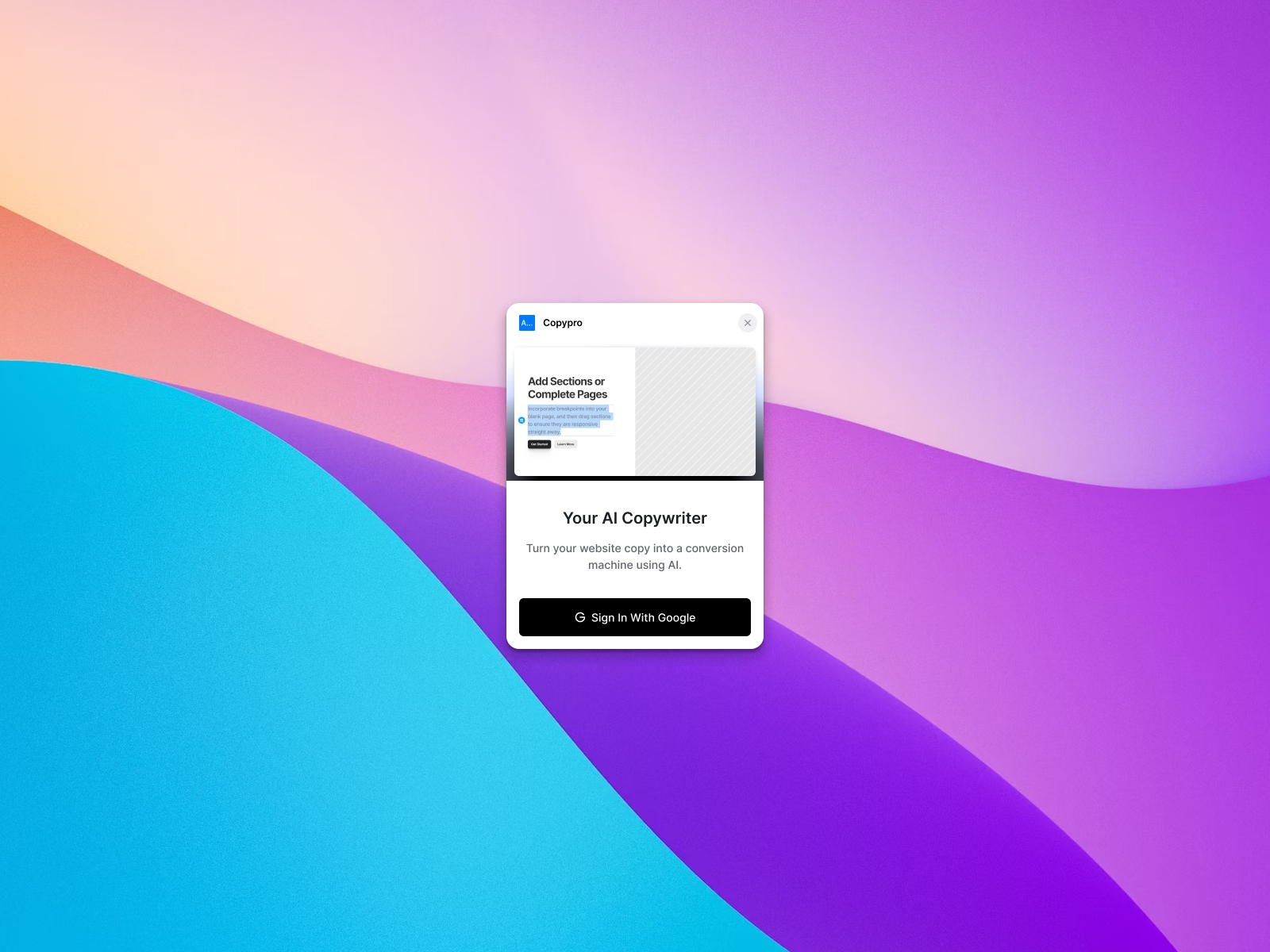 Thumbnail 1 for Copypro, a Framer Marketplace template by QwertyBit.