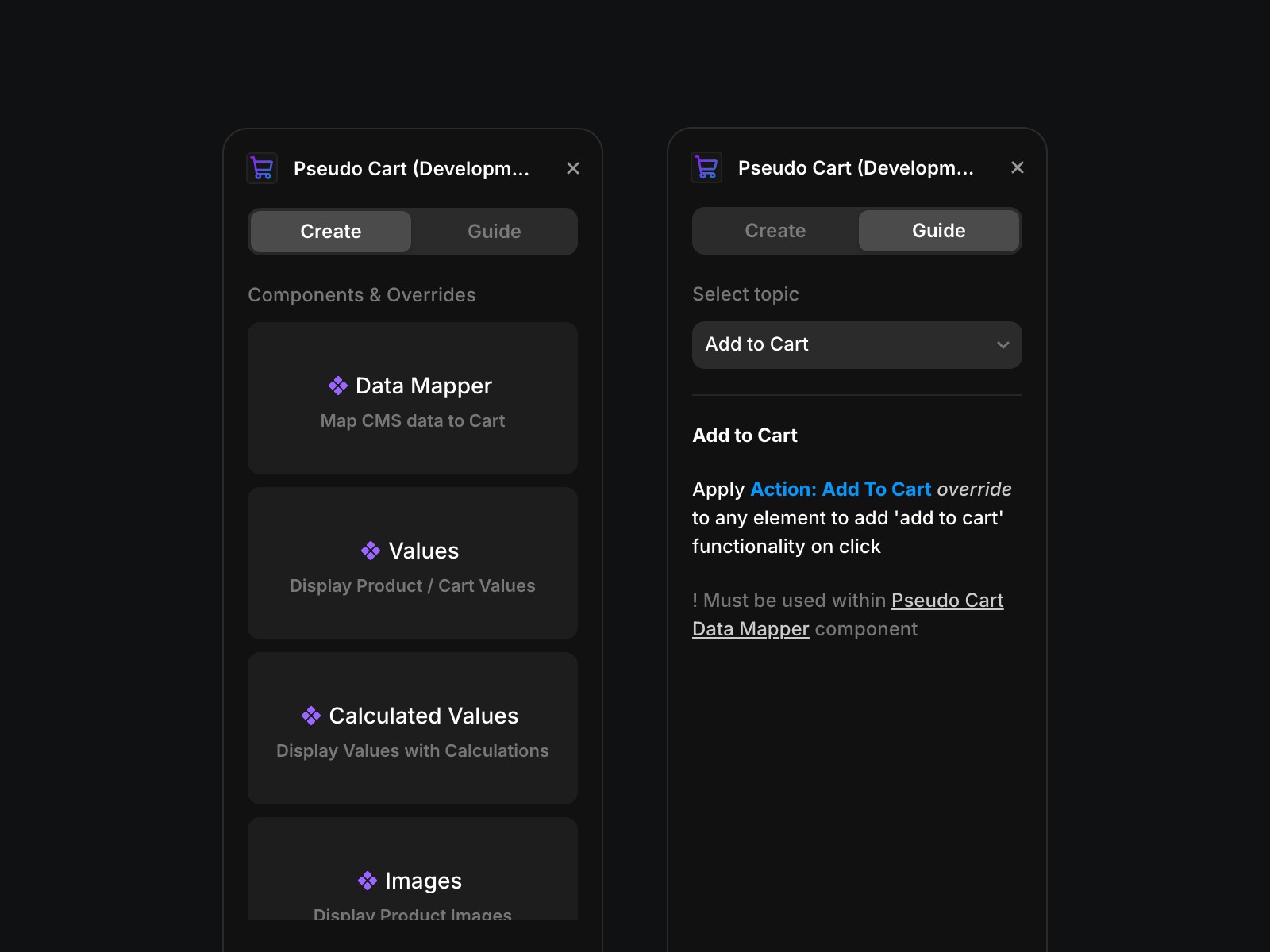 Thumbnail 2 for Pseudo Cart, a Framer Marketplace plugin by Aframe Studio.