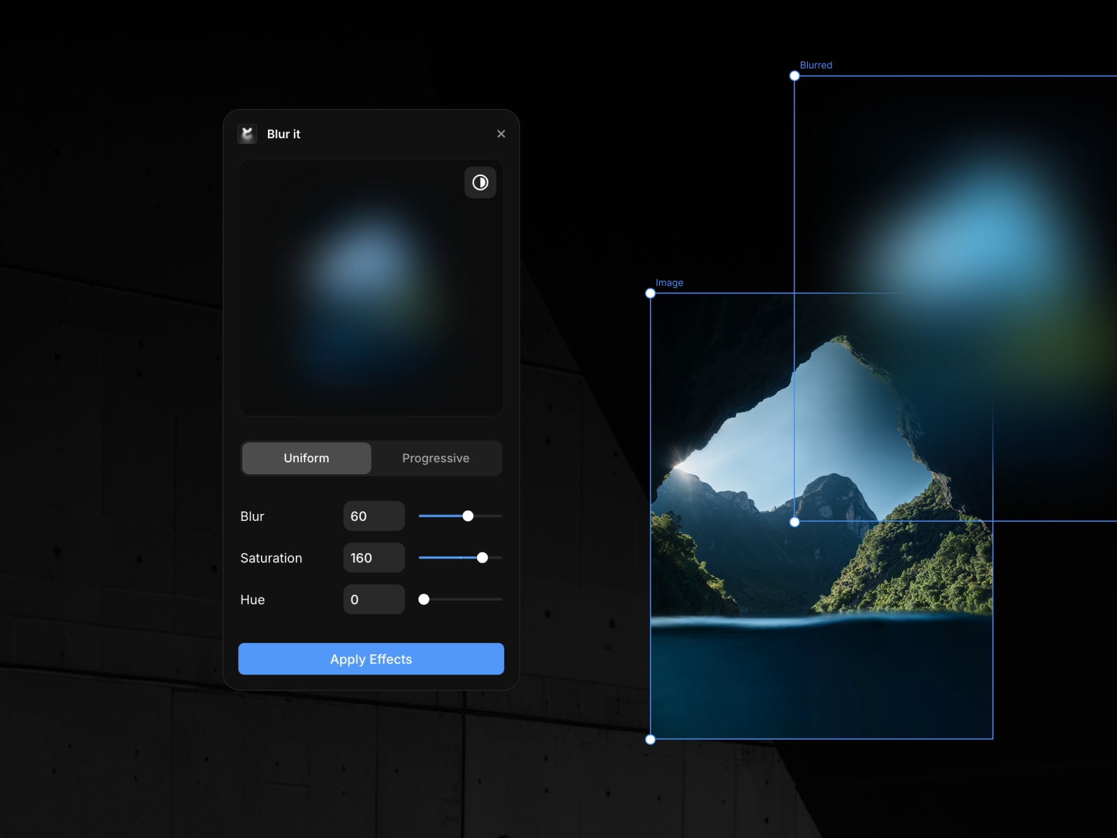 Screenshot 1 for Blur it, a Framer Marketplace plugin by Fabian Albert.