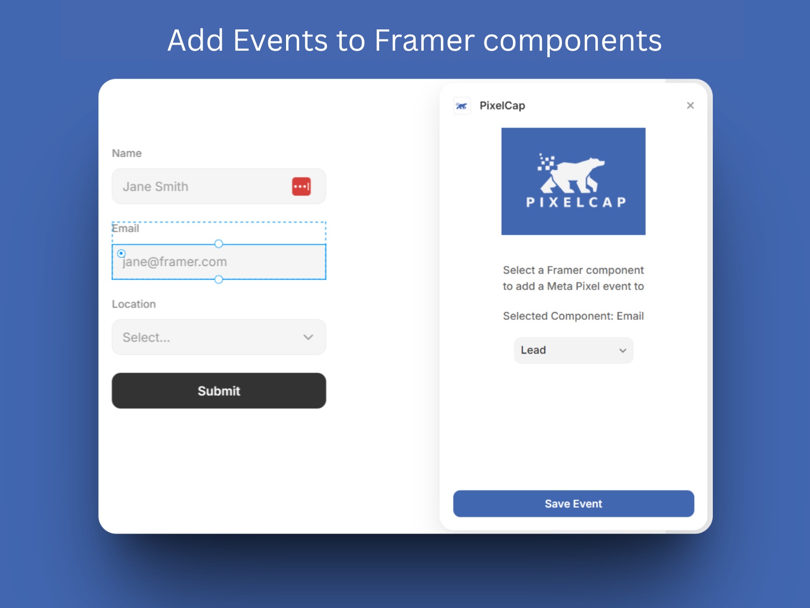 Screenshot 3 for Pixelcap - Meta Pixel Manager, a Framer Marketplace plugin by Nixir.