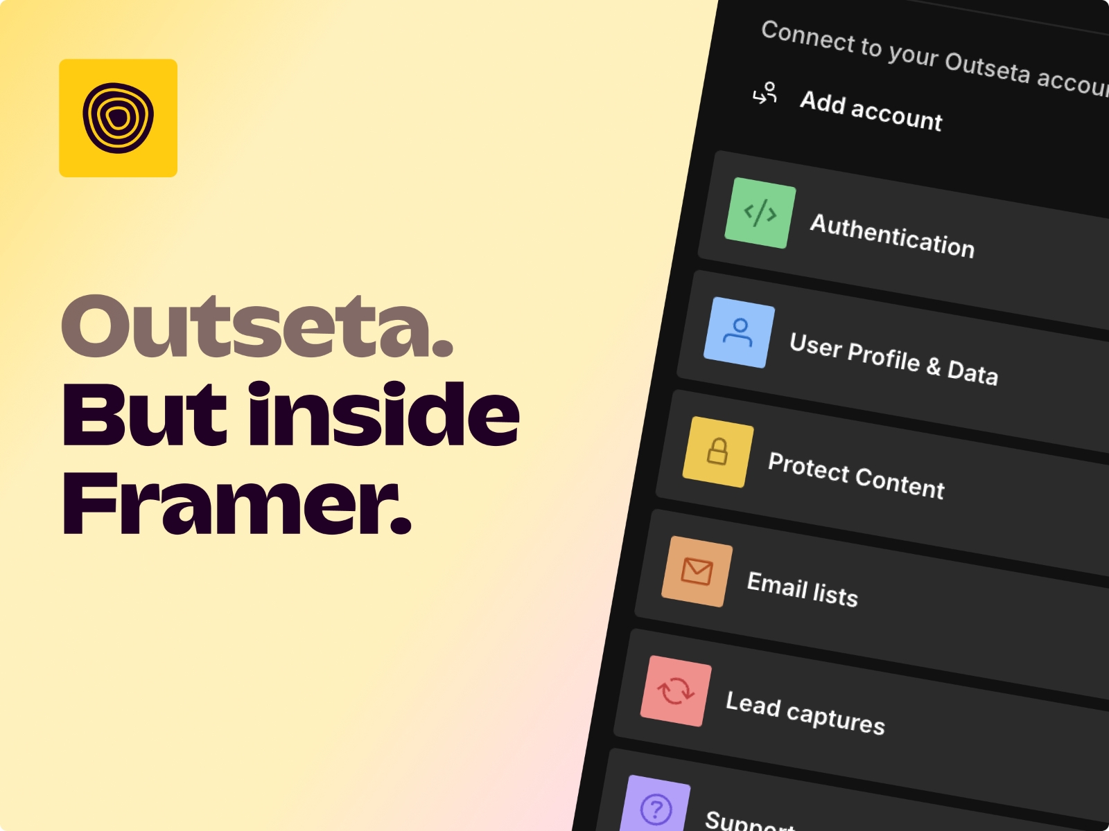 Thumbnail 1 for Outseta, a Framer Marketplace template by Pierre Havelaar.