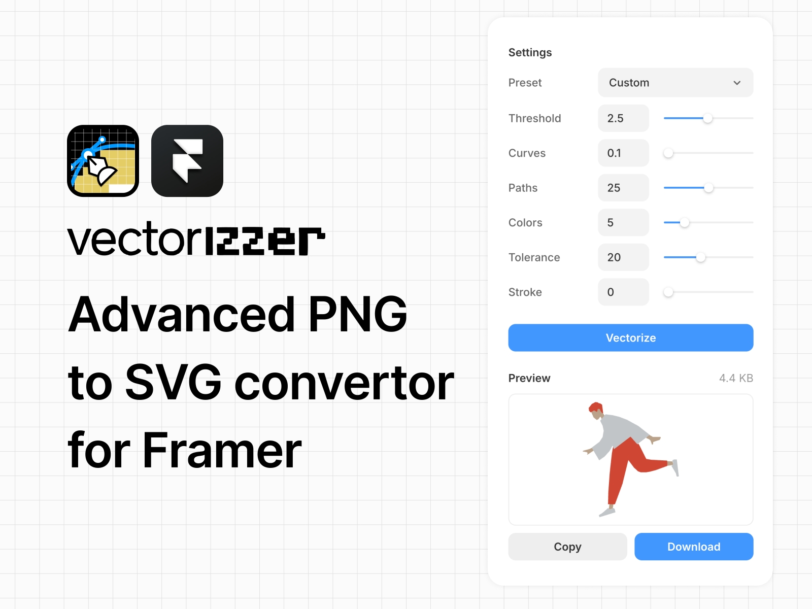 Thumbnail 1 for PNG to SVG - Vectorizzer, a Framer Marketplace template by Nabeel.