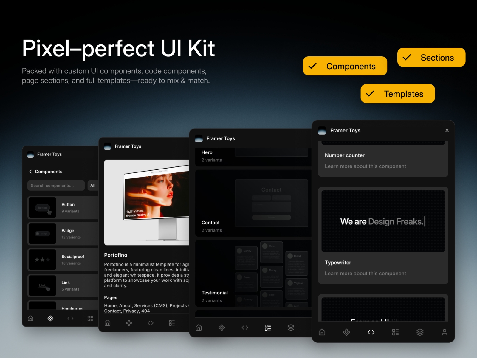 Thumbnail 2 for Framer Toys, a Framer Marketplace plugin by Design Freaks.