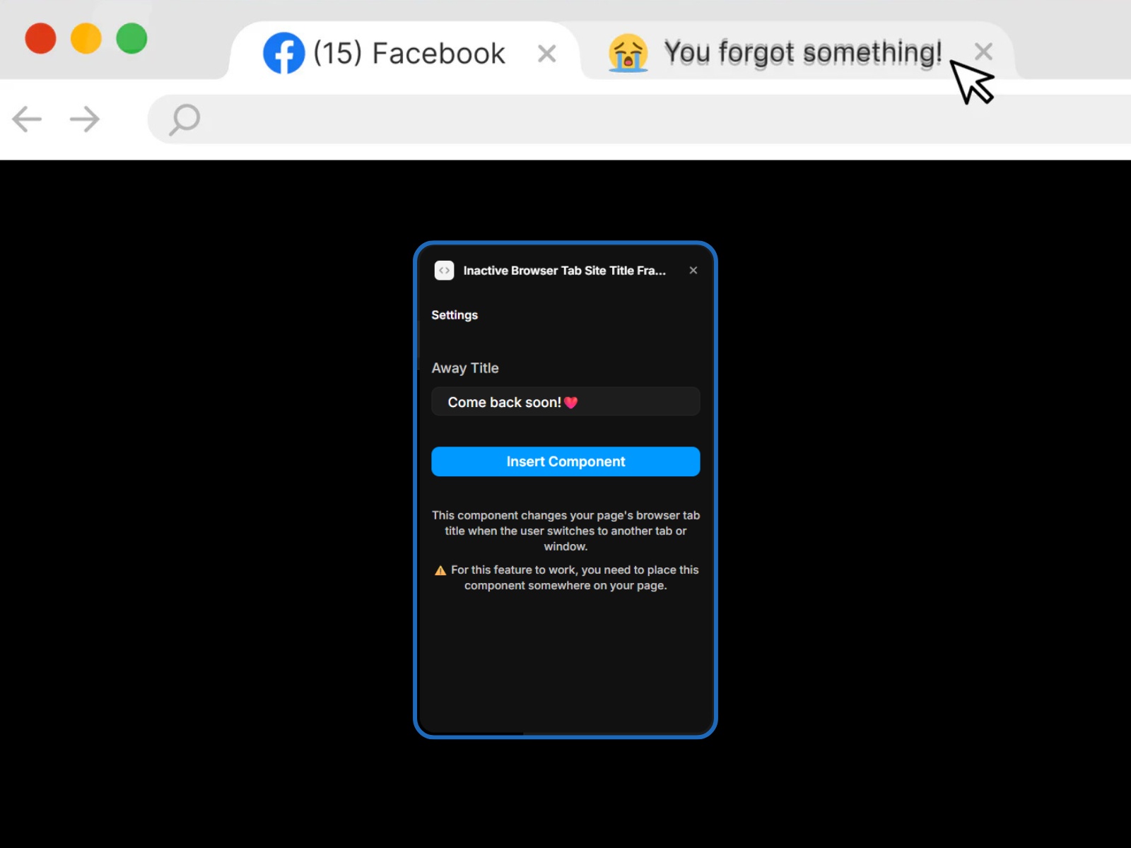 Thumbnail 2 for Inactive Browser Tab Site Title, a Framer Marketplace template by Blupry.