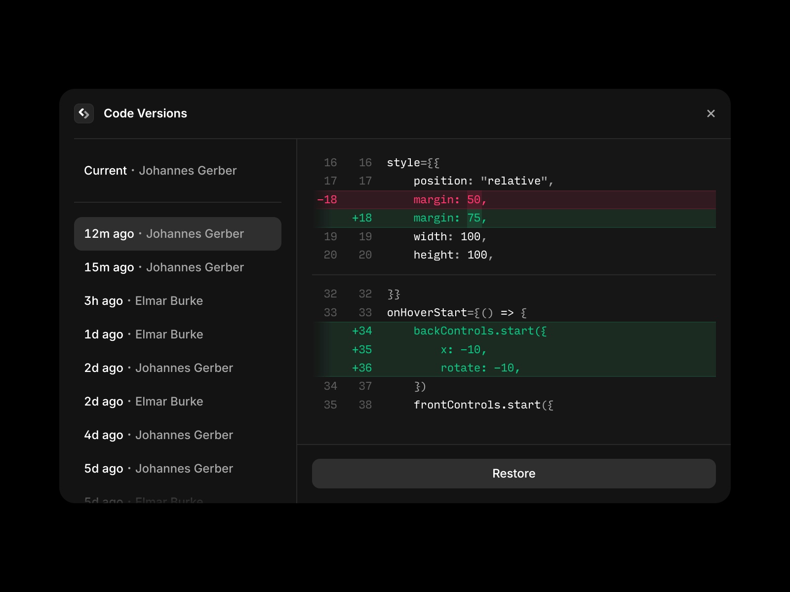 Thumbnail 1 for Code Versions, a Framer Marketplace template by Framer.