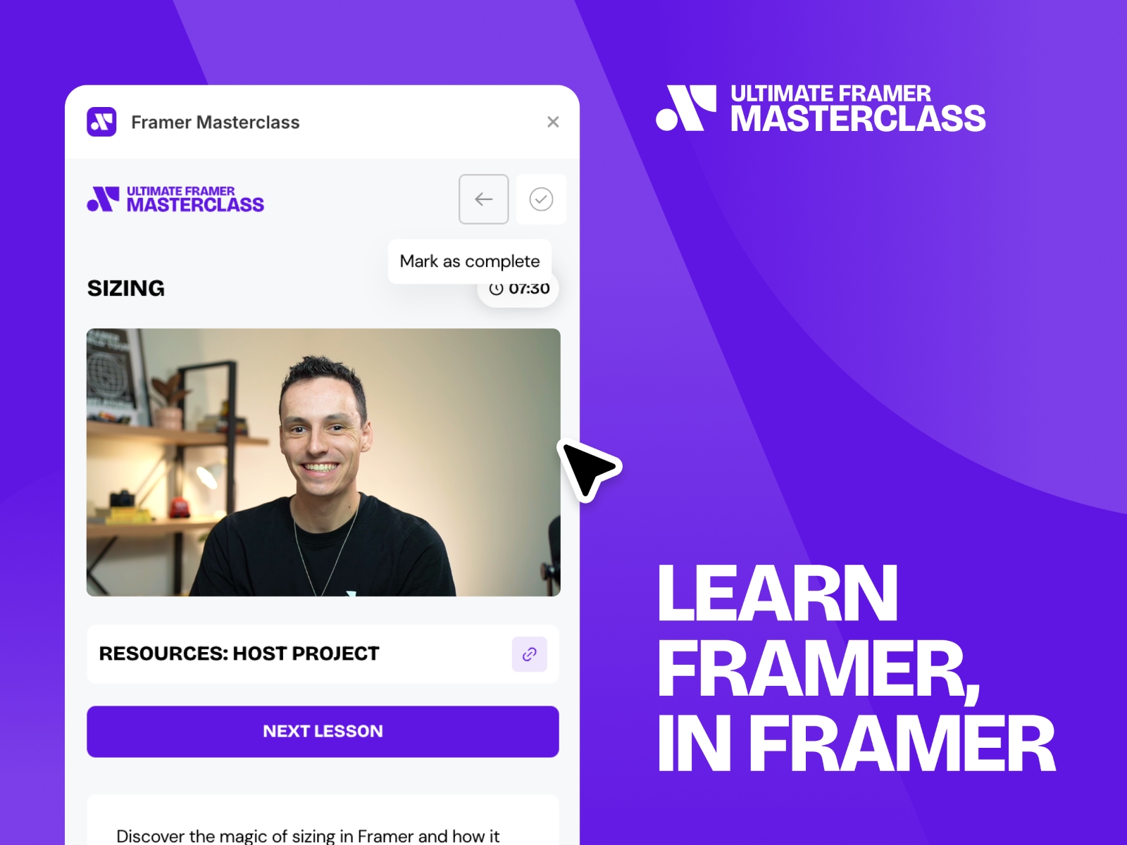 Thumbnail 1 for Framer Masterclass, a Framer Marketplace template by Insert Frame.