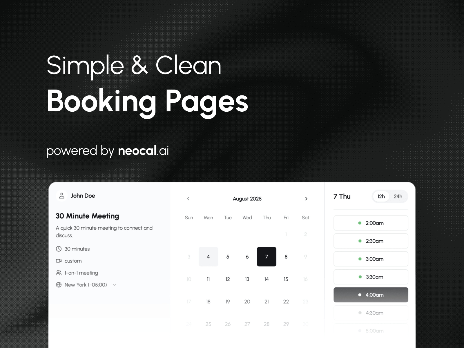 Thumbnail 1 for Neocal - Calendar Booking & Scheduling, a Framer Marketplace template by Neocal AI.
