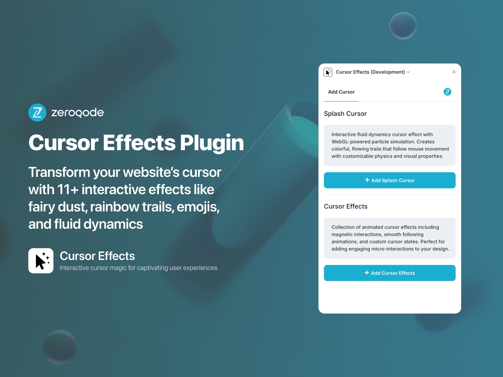 Thumbnail 1 for Cursor Effects, a Framer Marketplace plugin by Zeroqode.