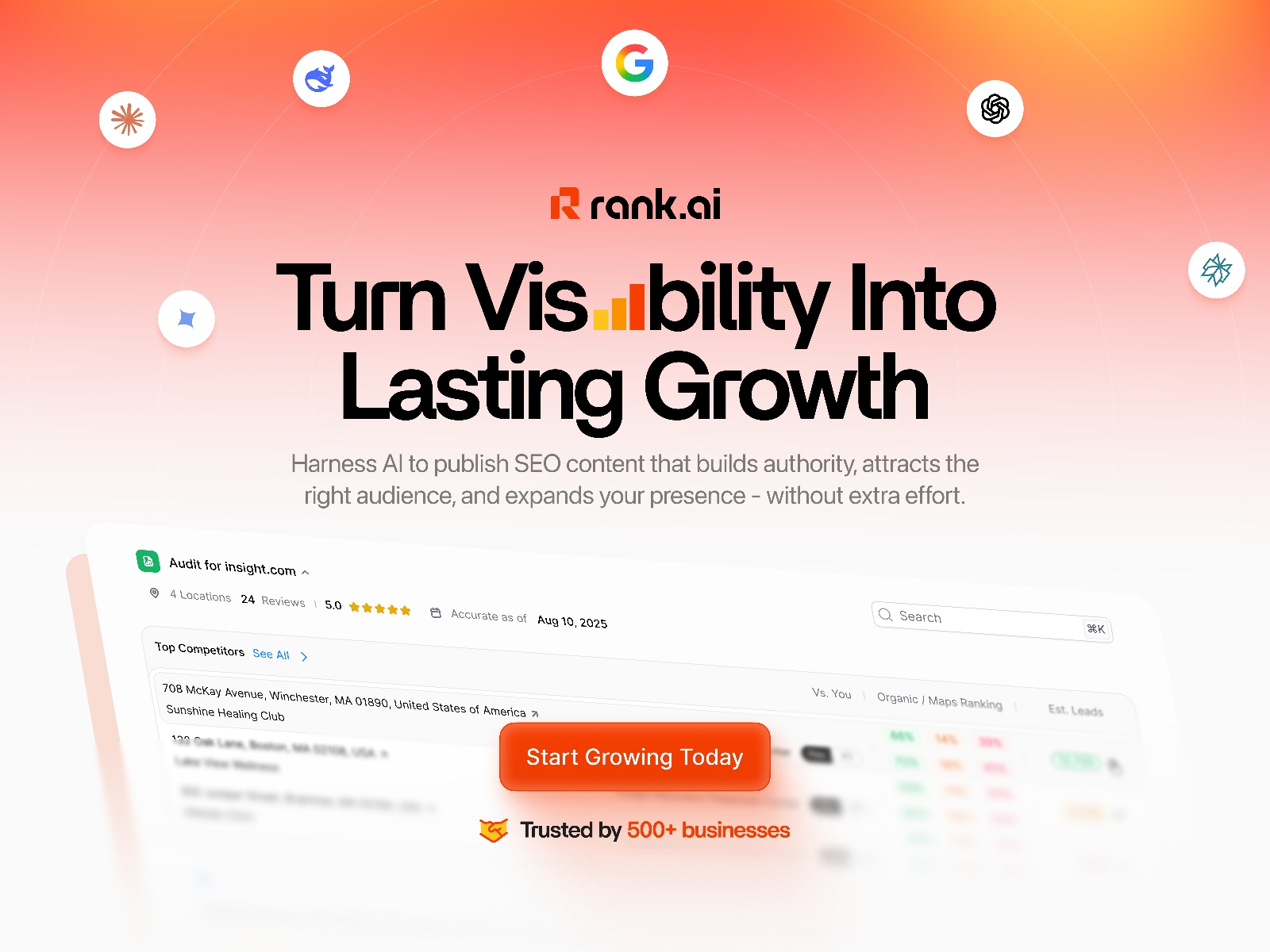 Thumbnail 2 for Rank.ai - Rank higher with AI SEO, a Framer Marketplace template by Team Rank.ai.