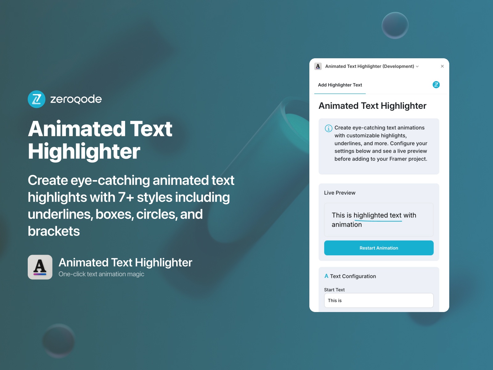 Thumbnail 1 for Animated Text Highlighter, a Framer Marketplace template by Zeroqode.