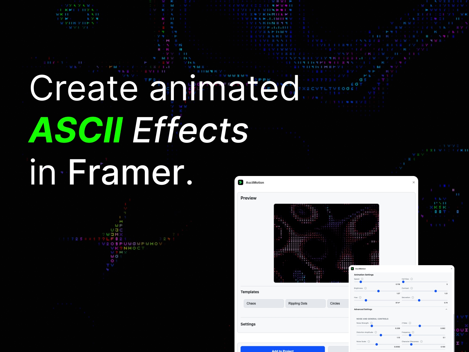 Thumbnail 1 for AsciiMotion, a Framer Marketplace template by Floyka Design Studio.