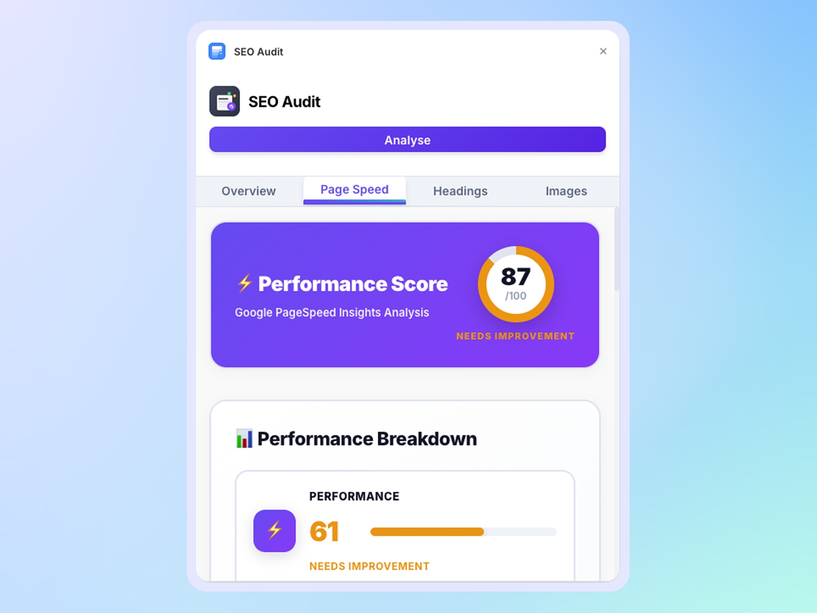Thumbnail 2 for SEO Audit, a Framer Marketplace template by Pixels Dev.