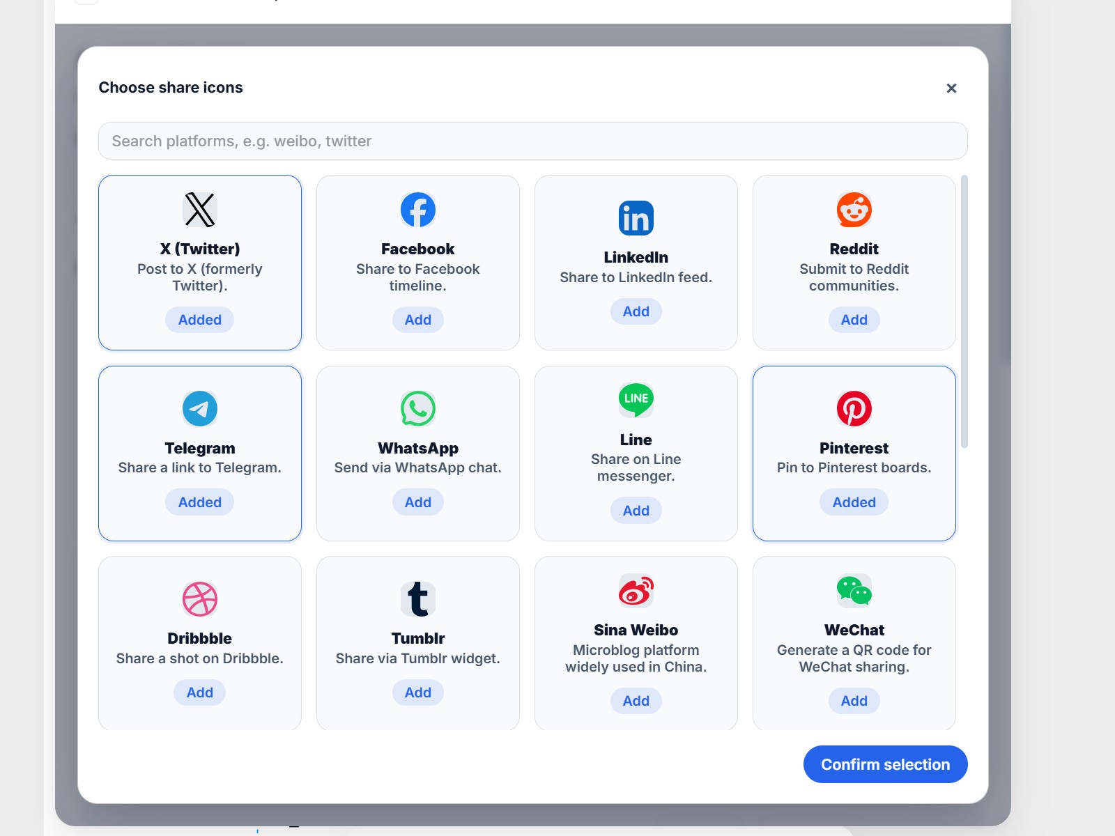 Screenshot 3 for Share 2 Social, a Framer Marketplace plugin by David Liu.