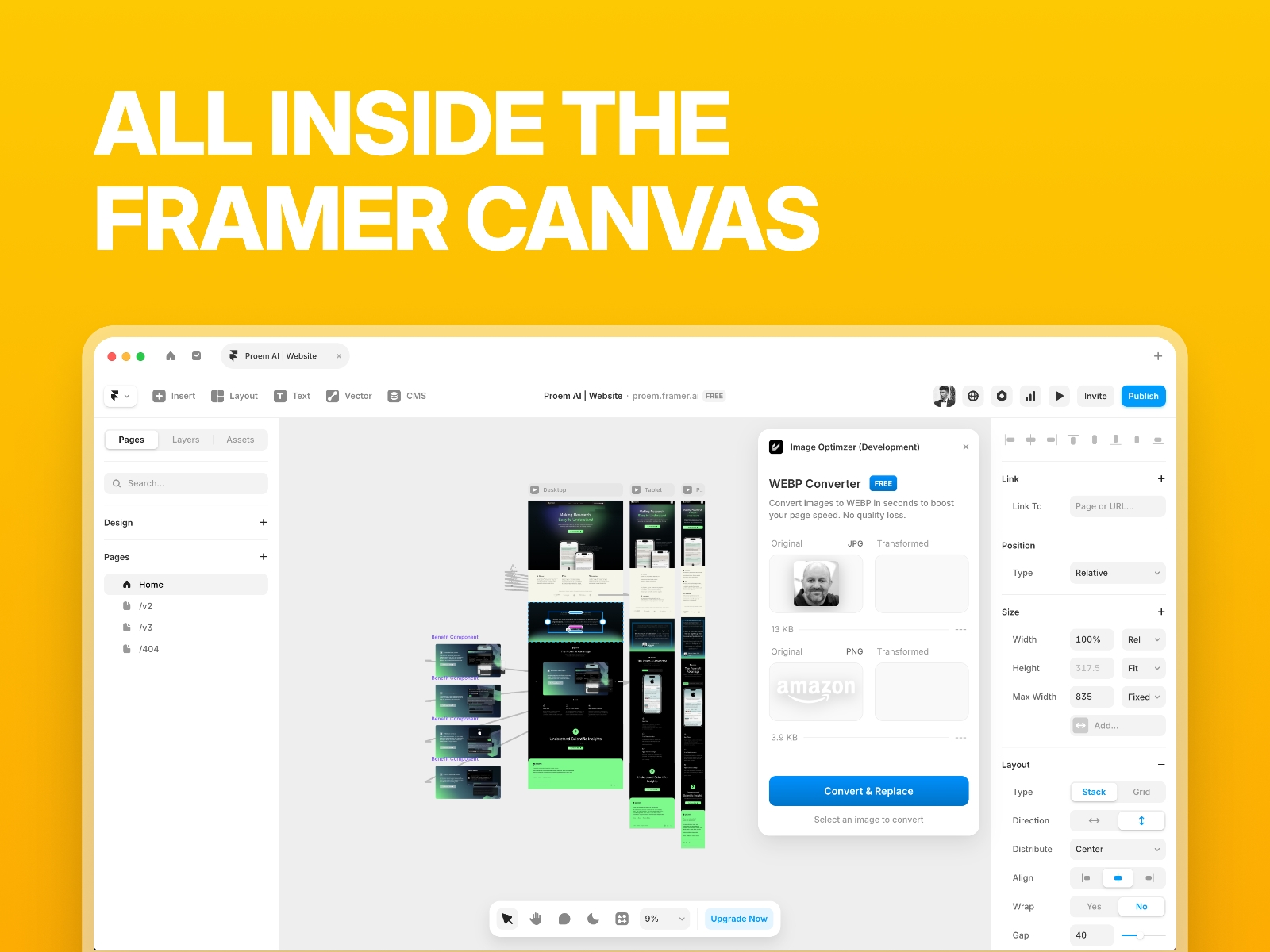 Screenshot 3 for WEBP Image Converter, a Framer Marketplace plugin by Adheeb.