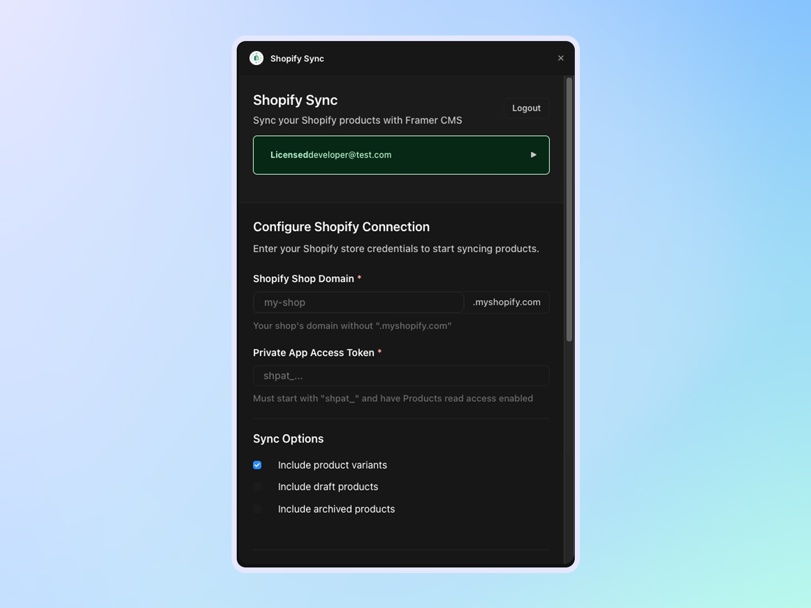 Thumbnail 1 for Shopify Sync, a Framer Marketplace template by PixFold.