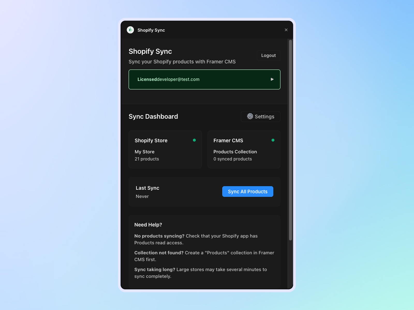Thumbnail 2 for Shopify Sync, a Framer Marketplace template by PixFold.