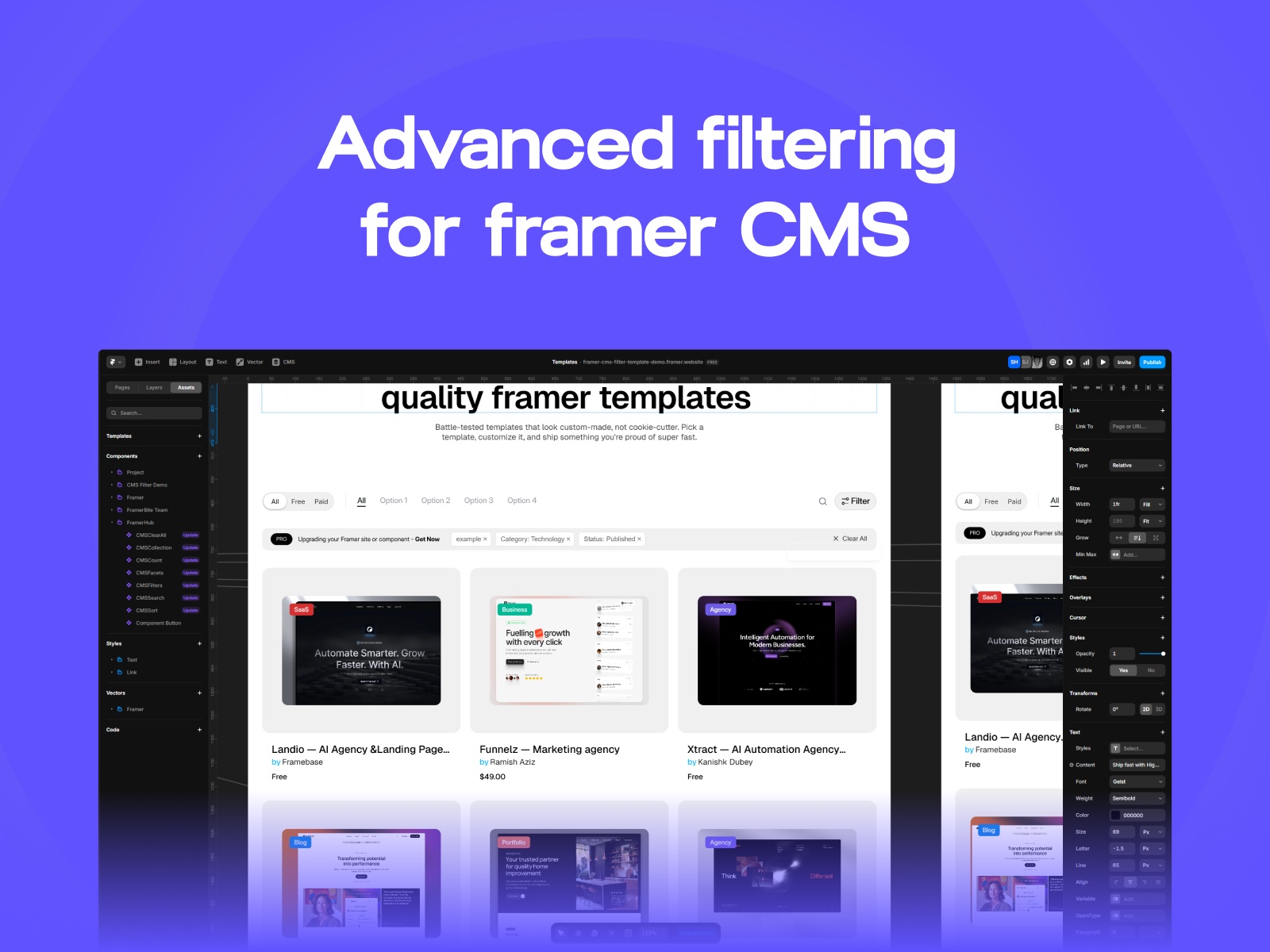 Screenshot 3 for Framer CMS Filter, a Framer Marketplace plugin by FramerHub.io .