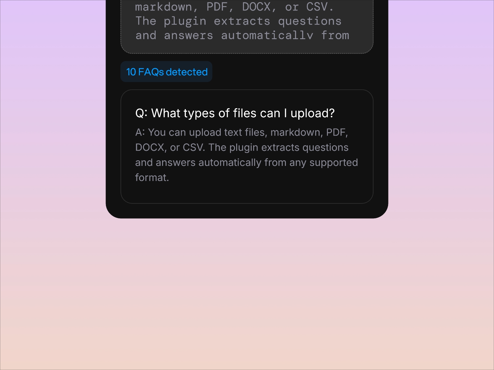 Screenshot 4 for FAQs Builder, a Framer Marketplace plugin by Framer Lists.