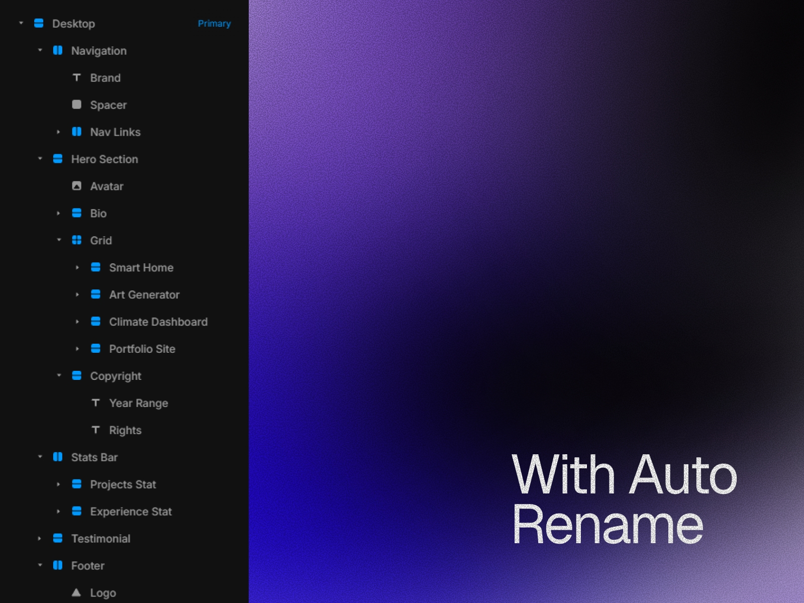 Screenshot 4 for Rename It, a Framer Marketplace plugin by Iklil Najma Muqtafa.