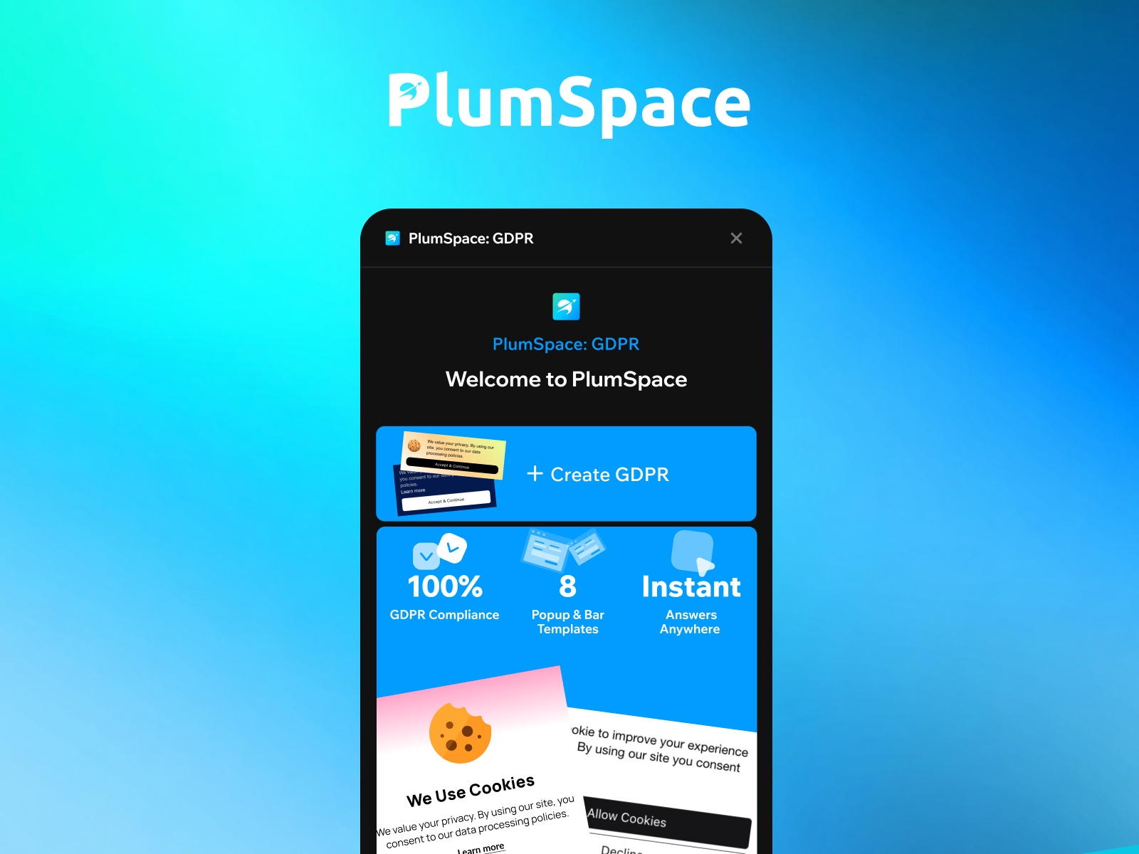 Thumbnail 1 for PlumSpace: GDPR Cookie Consent, a Framer Marketplace template by PlumSpace.
