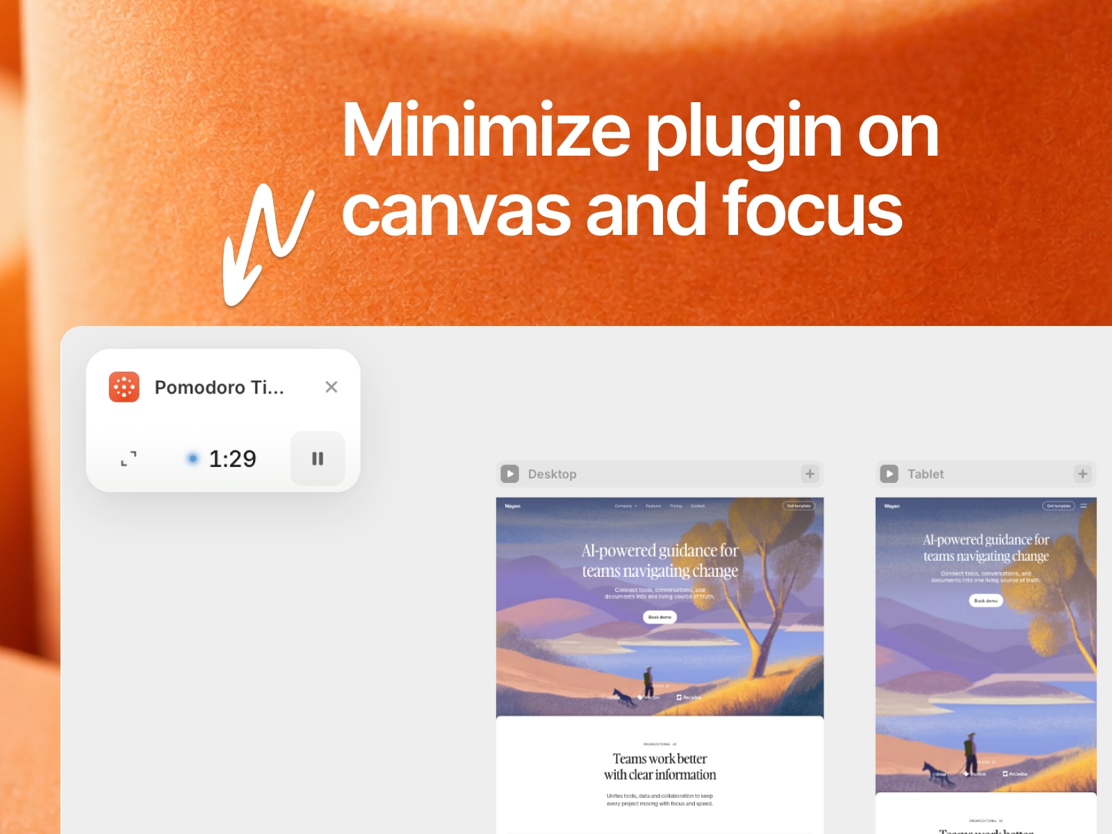 Thumbnail 2 for Pomodoro Timer, a Framer Marketplace plugin by Sanna Granqvist.